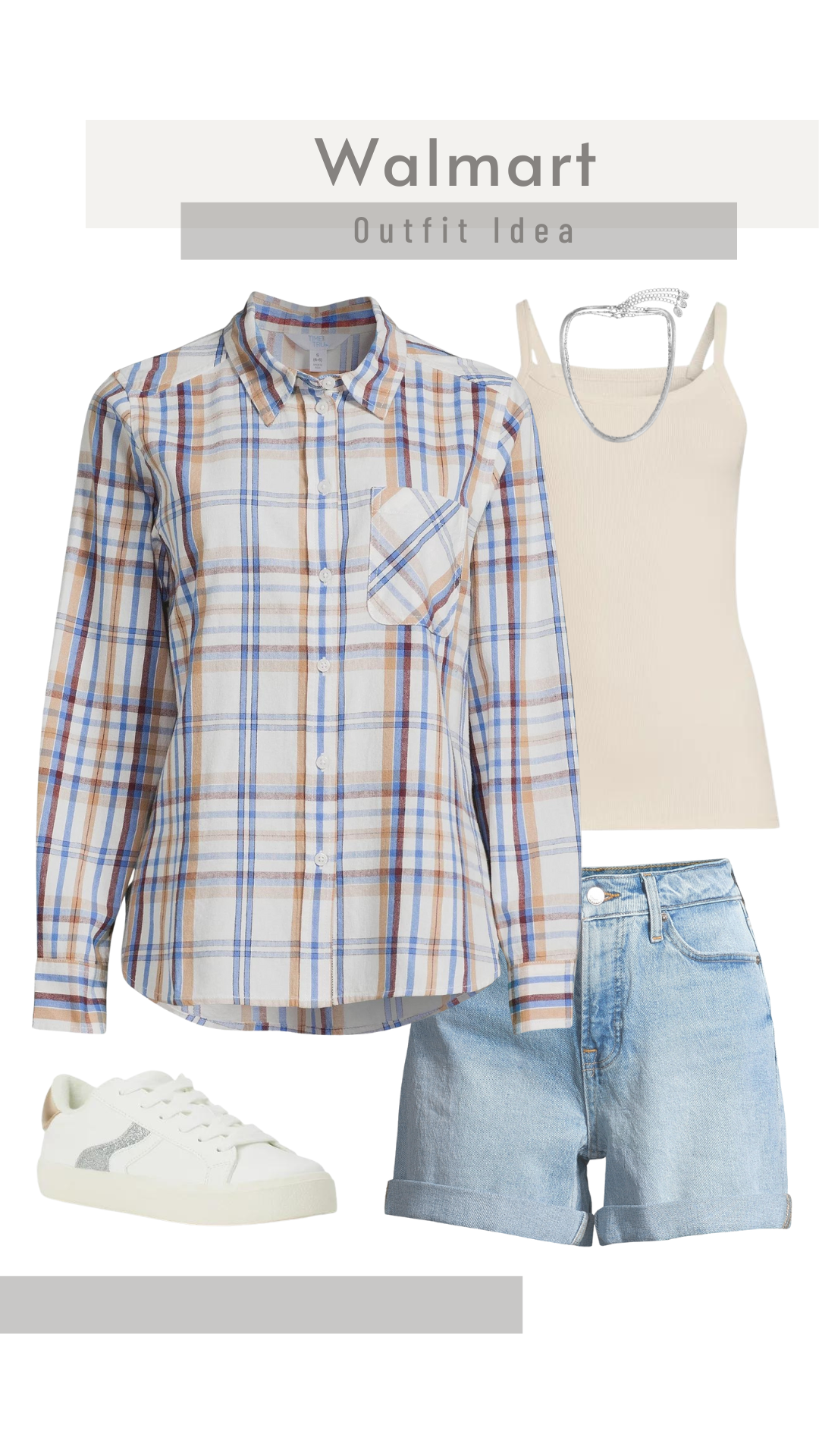 Walmart Outfit Idea - Time and Tru Flannel Shirt