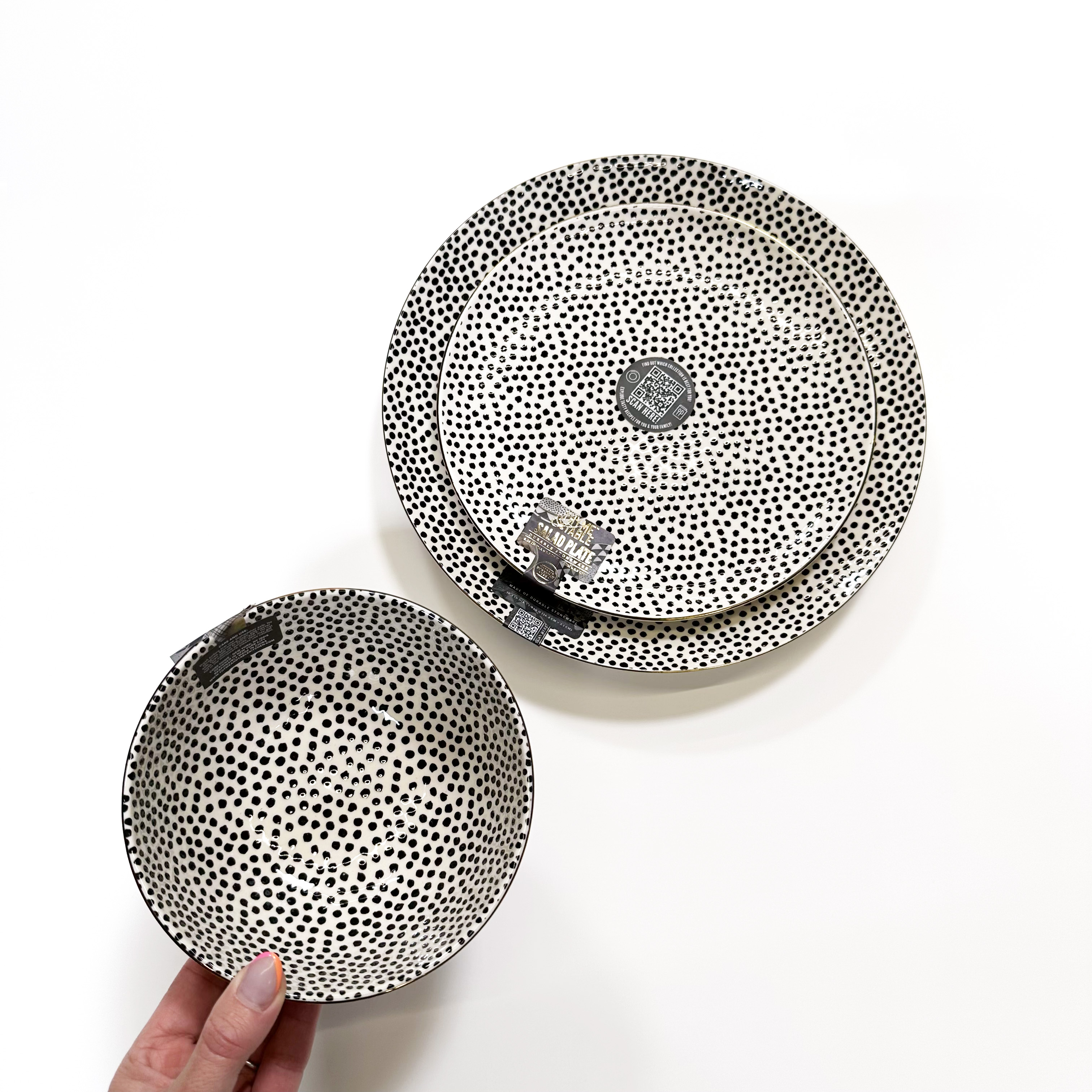 Thyme & Table Black & White Dot Dinnerware