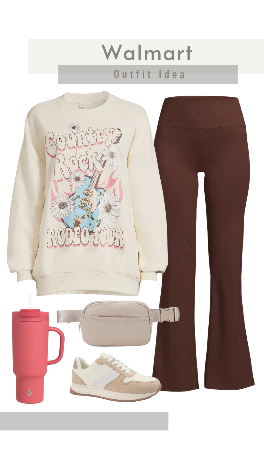 Walmart Outfit Idea - Graphic Sweatshirt and Flare Leggings