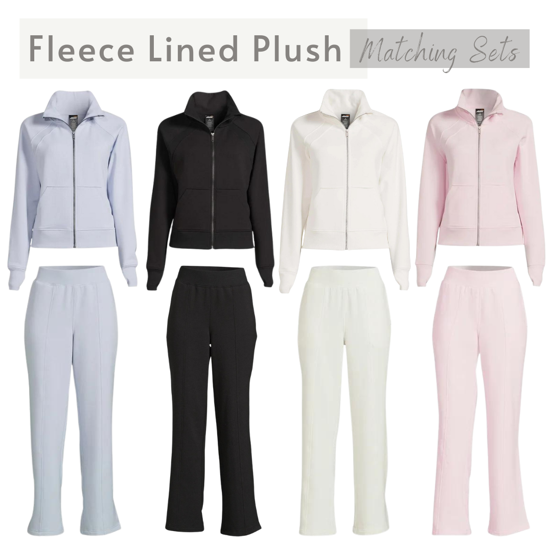 Avia Athleisure Plush Mixed Rib Full Zip Jacket and Matching Pants