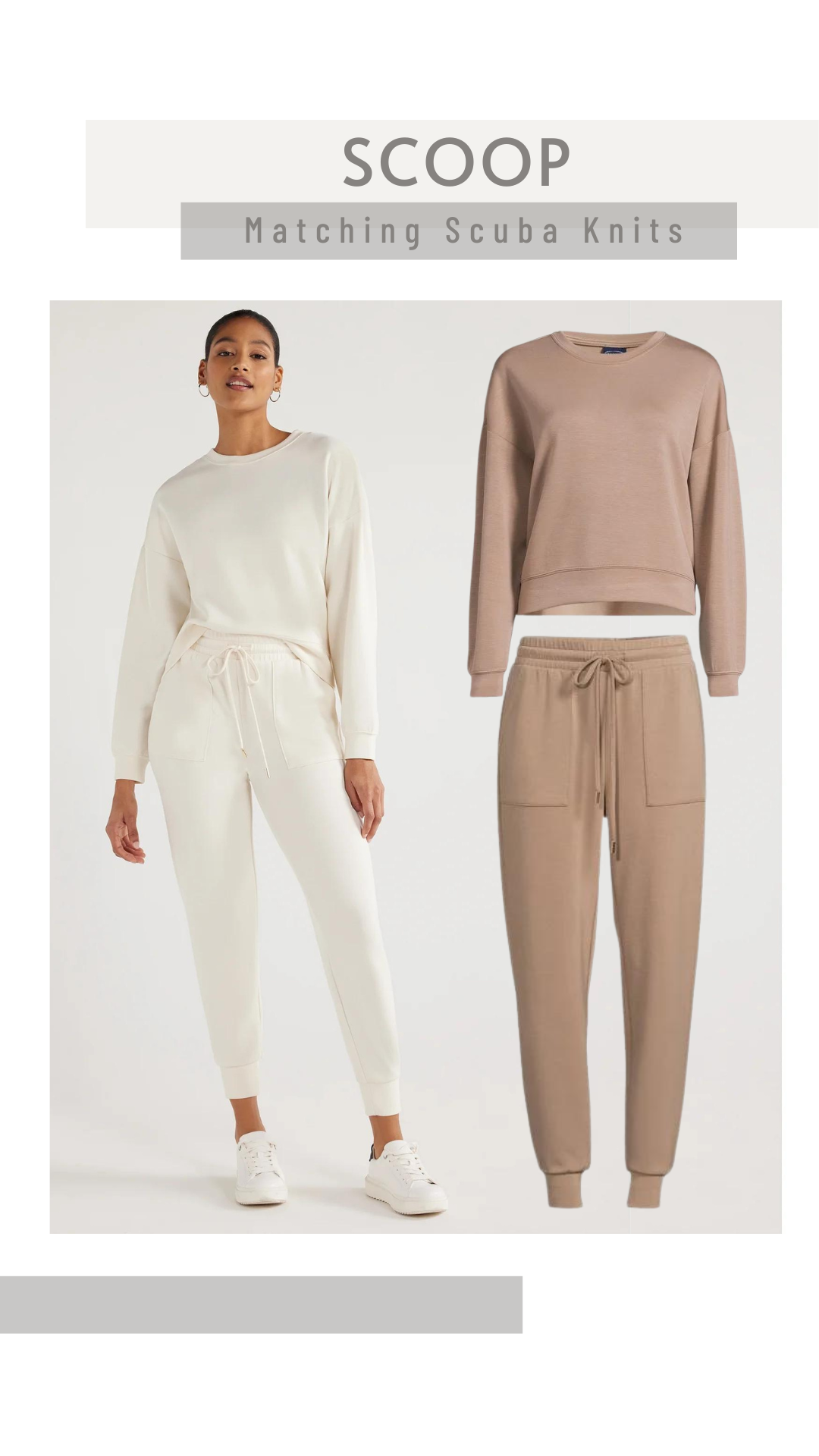 Scoop Scuba Knit Cropped Sweatshirt and Matching Joggers