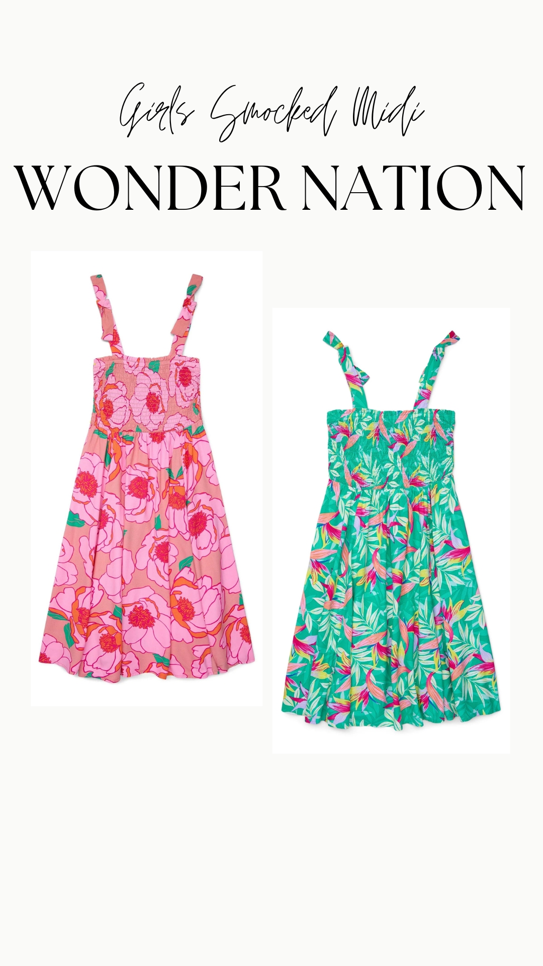 Wonder Nation Girls Smock Bodice Midi Dress