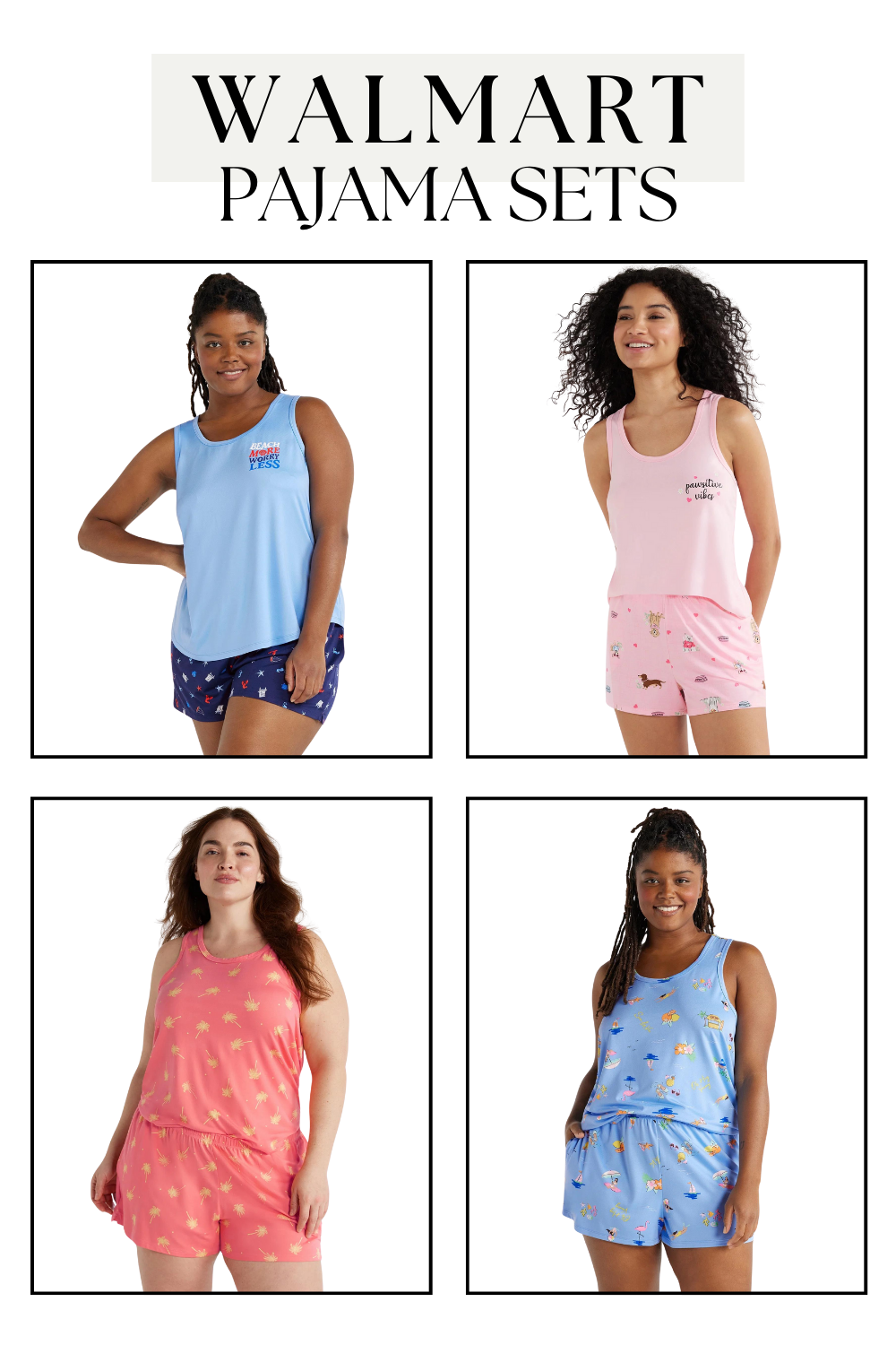Joyspun Print Tank Top and Shorts Pajama Set