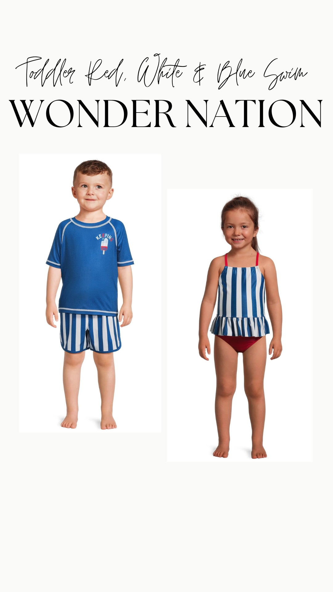 Wonder Nation Toddler Red, White & Blue Swim