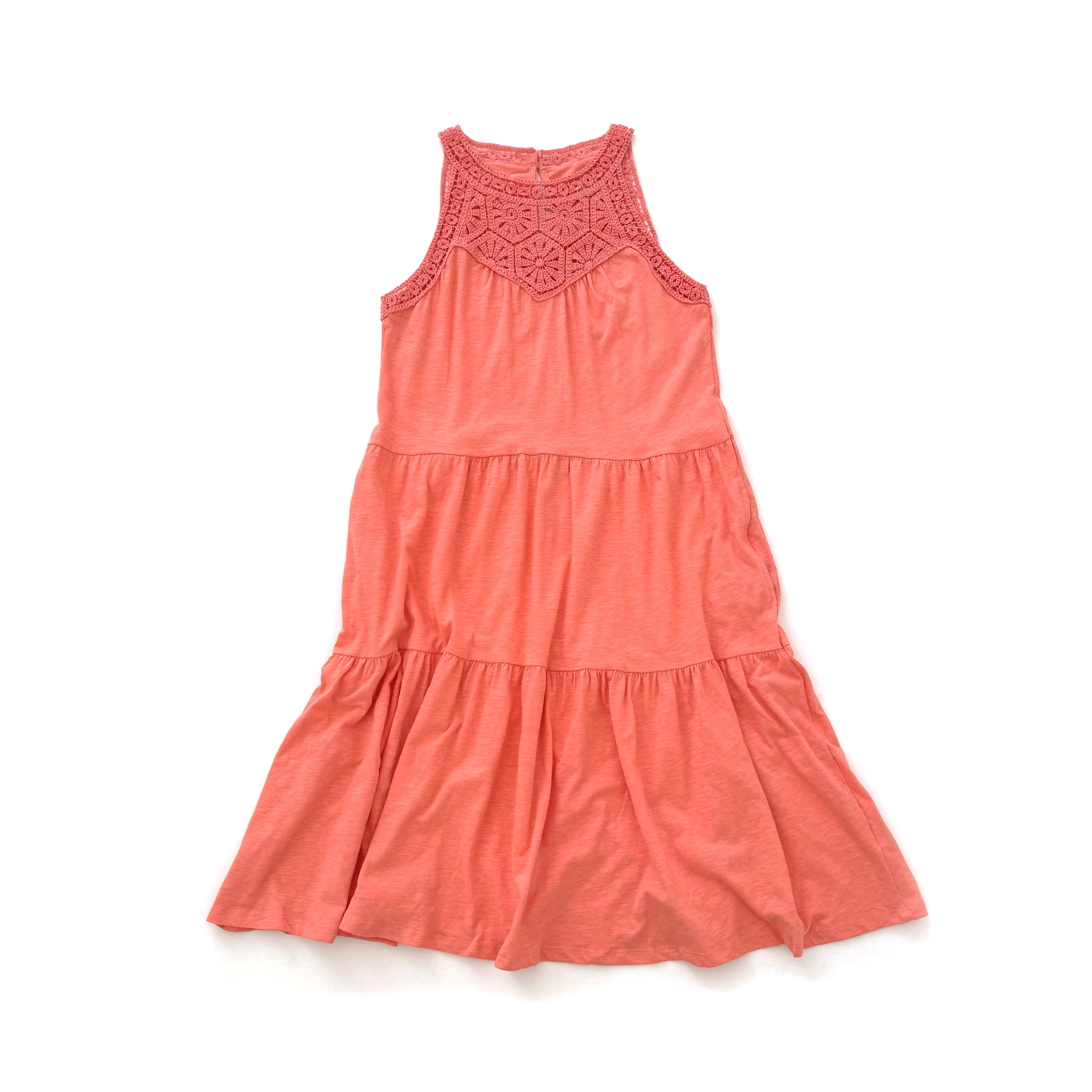 Time and Tru Sleeveless Tiered Cotton Dress with Crochet Trim