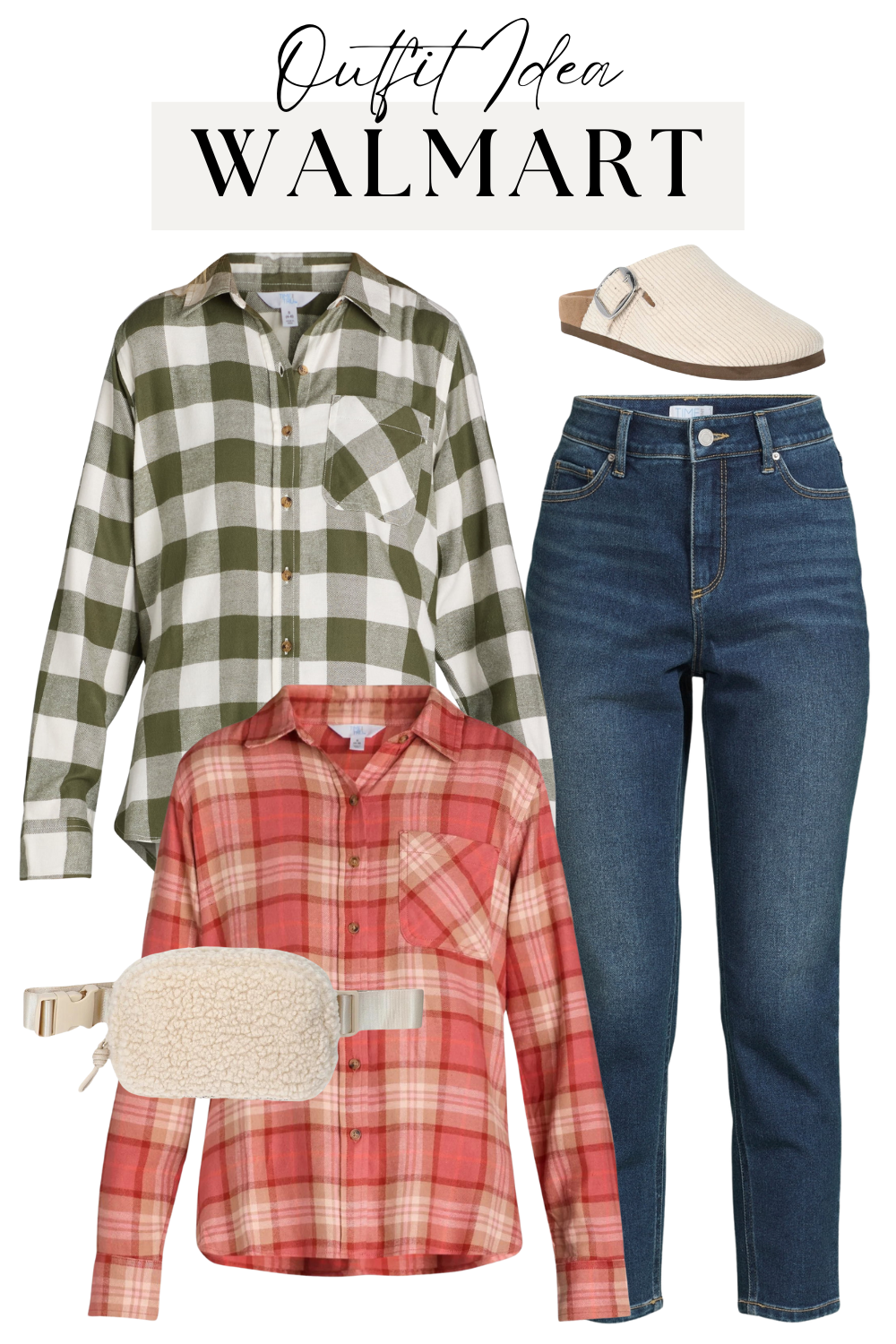 Walmart Outfit Idea - Time & Tru Flannel Shirt