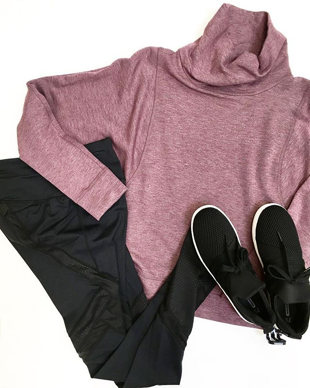 Avia Cowl Neck Pullover and Mesh Insert Leggings