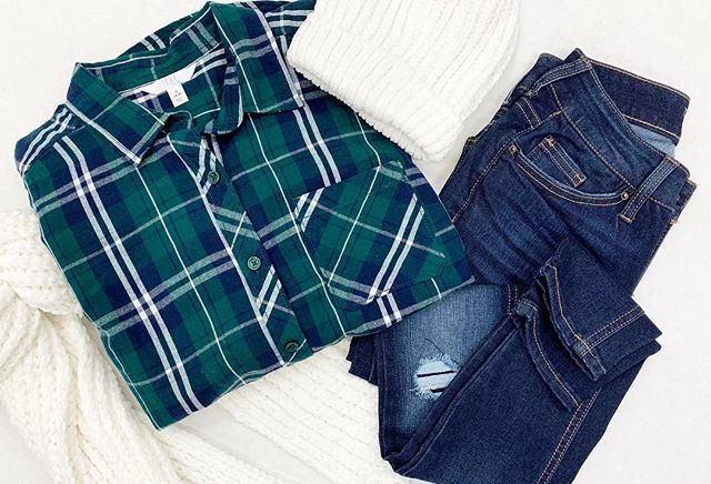 Time and Tru Plaid Button Down and Skinny Jean