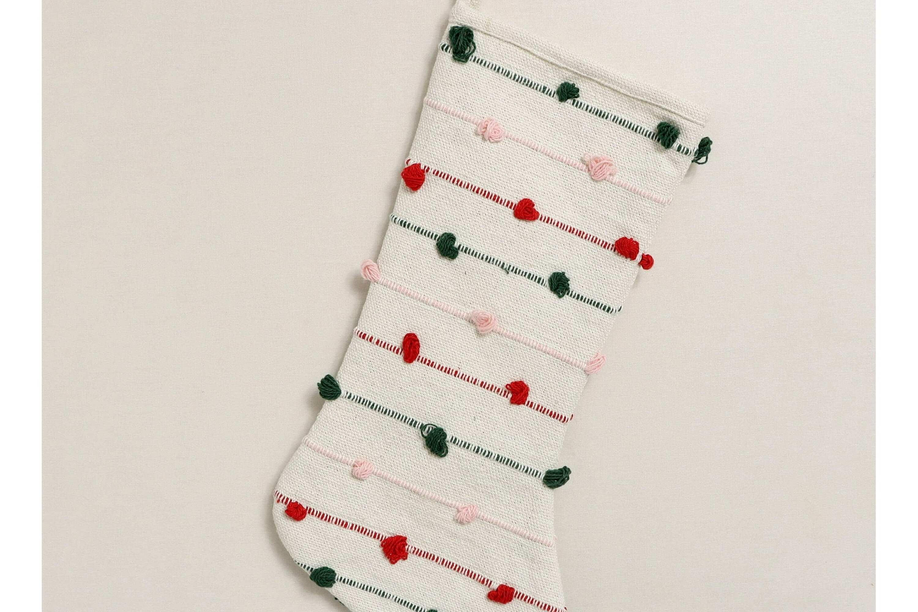 Holiday Time White Woven Christmas Stocking