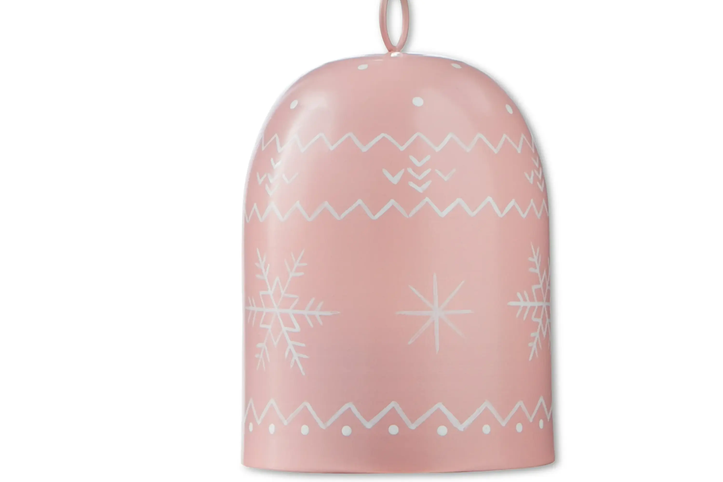 Holiday Time Winter Blush Pink Metal Hanging Bell Ornament