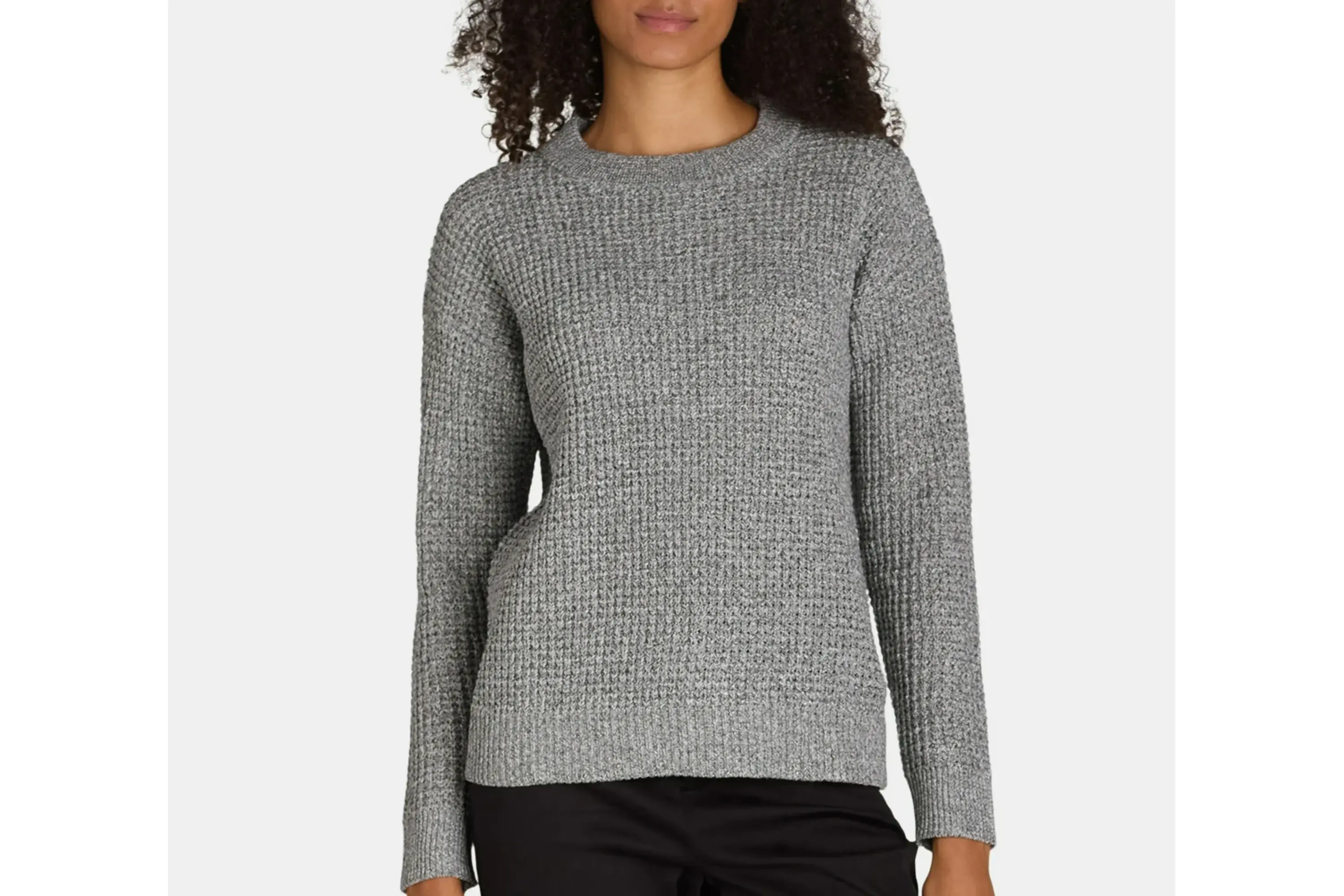 Time and Tru Women's Waffle Stitch Sweater with Long Sleeves Sizes XS-4X