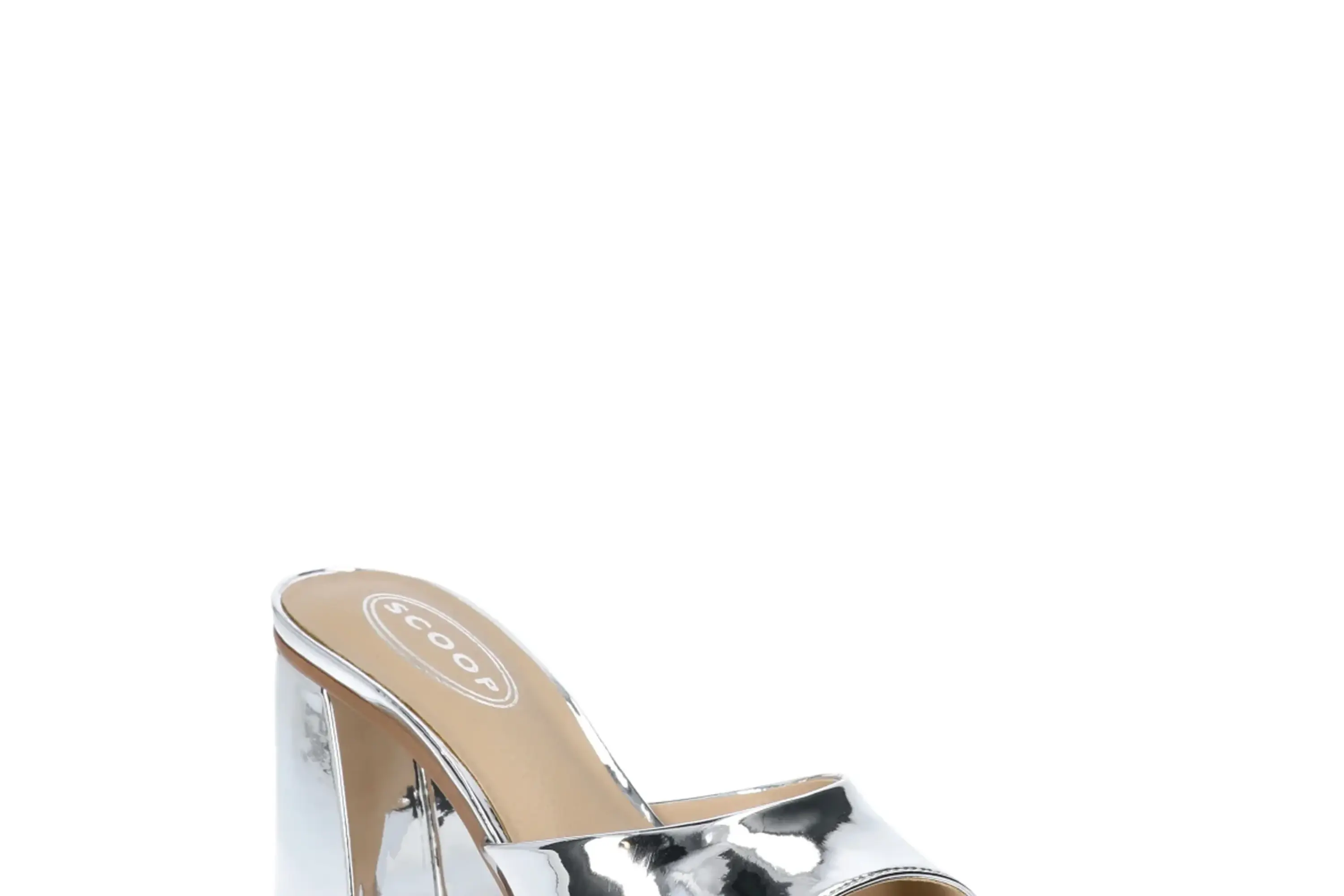 Scoop Faux Leather Block Heel Mule Sandals