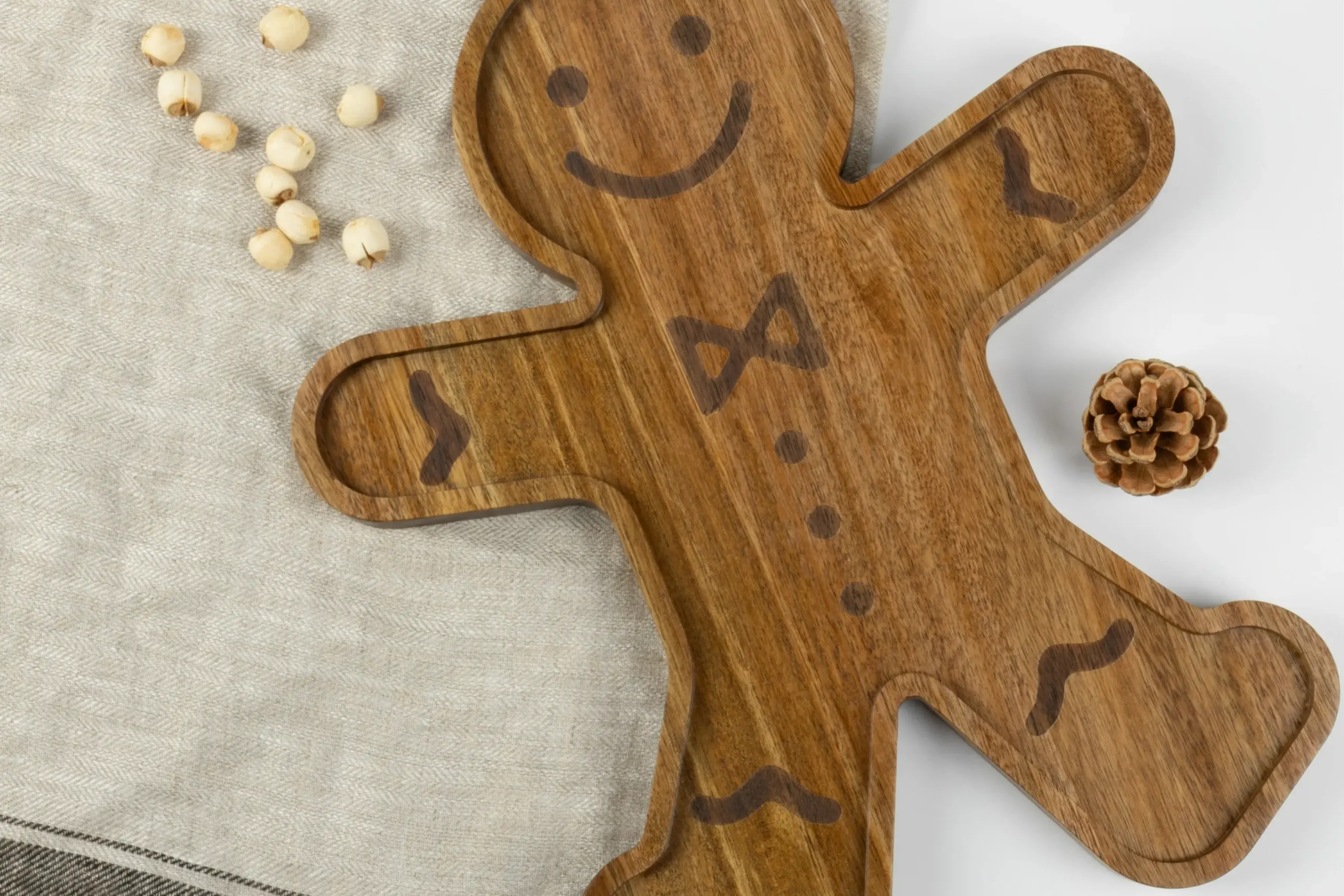 Holiday Time Acacia Wood Gingerbread Man Board