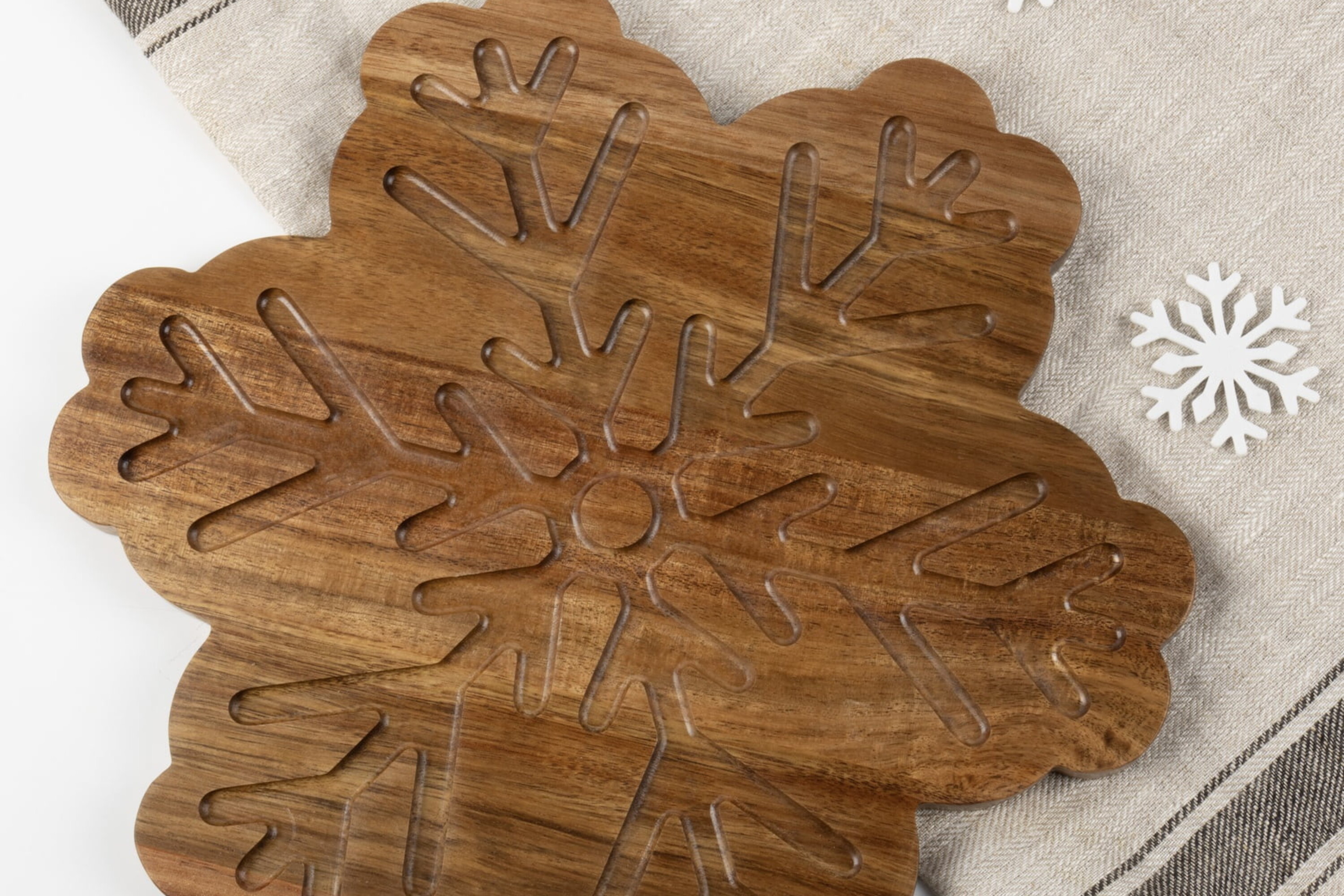 Holiday Time Acacia Wood Snowflake Board