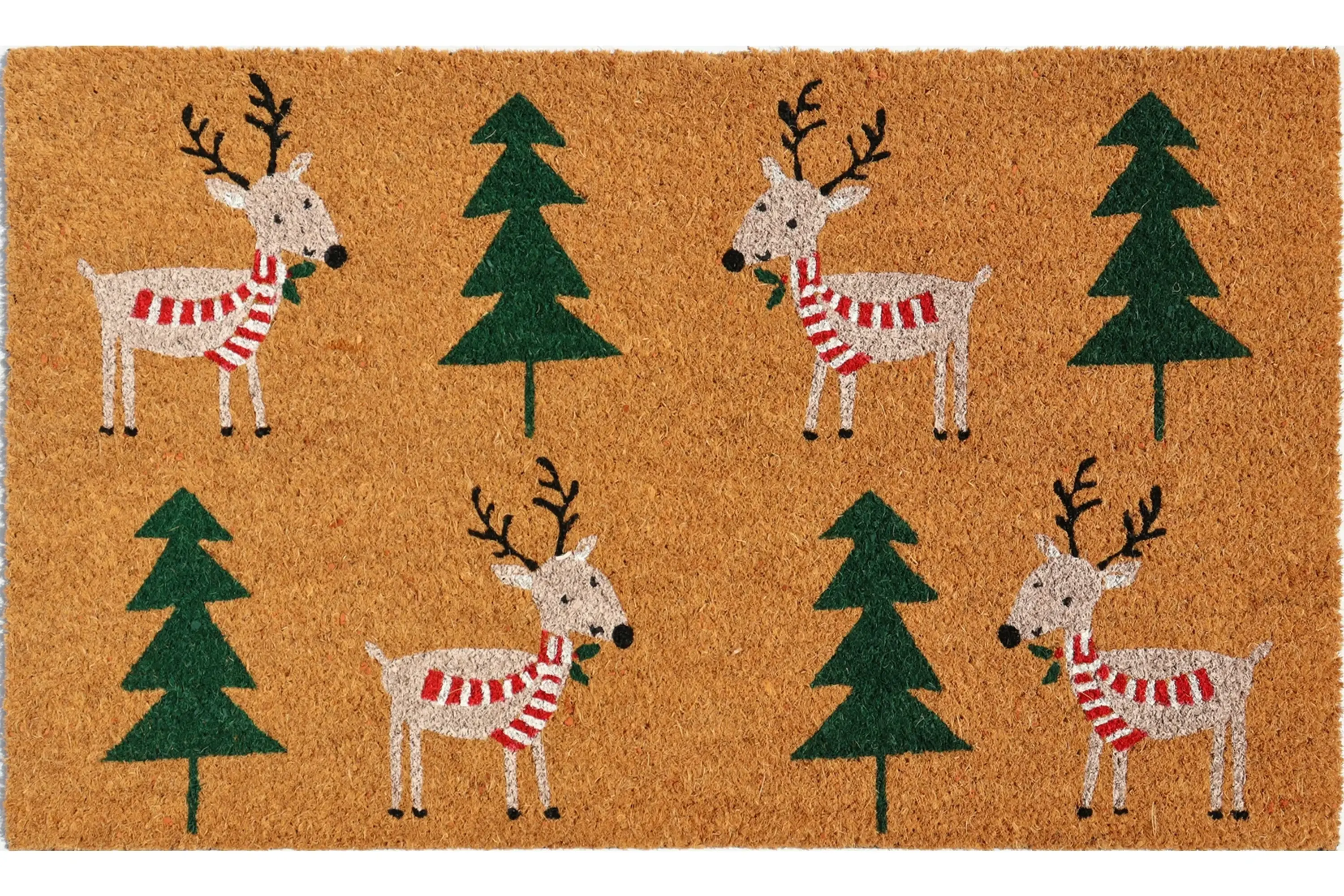 Holiday Time Reindeer Coir Doormat