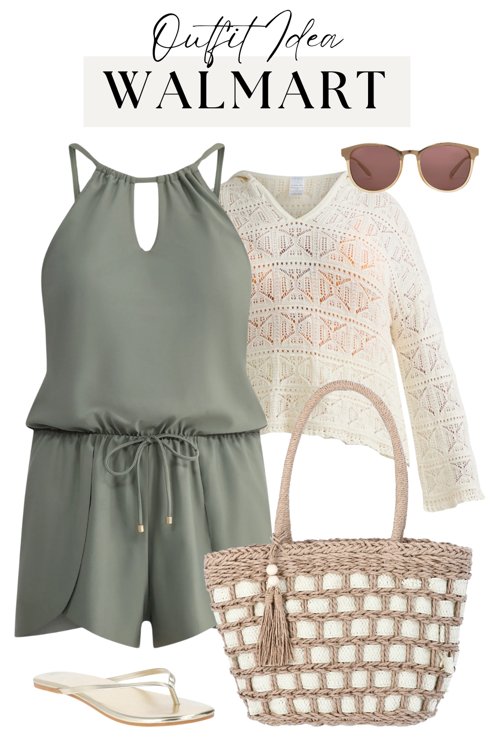 Walmart Outfit Idea - Swim Romper Resort Look