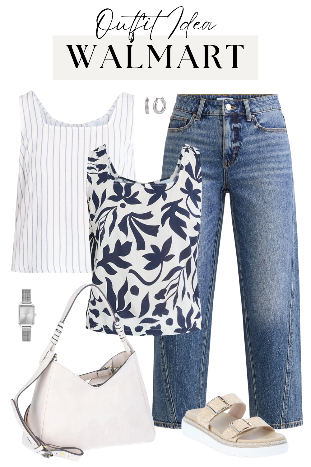 Walmart Outfit Idea - Woven Tank & Barrel Jeans