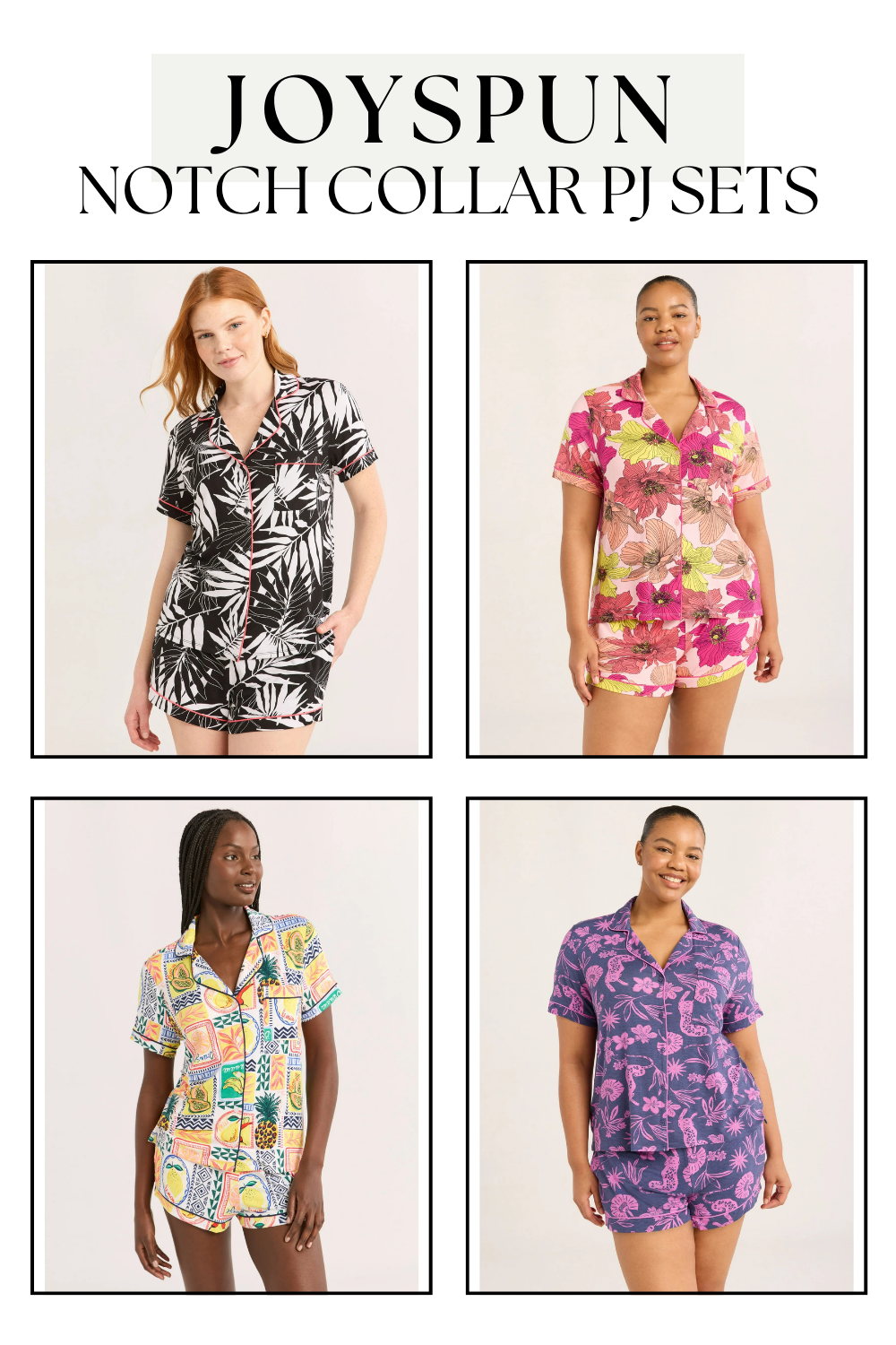 Joyspun Women’s Notch Collar Top and Shorts Pajama Set