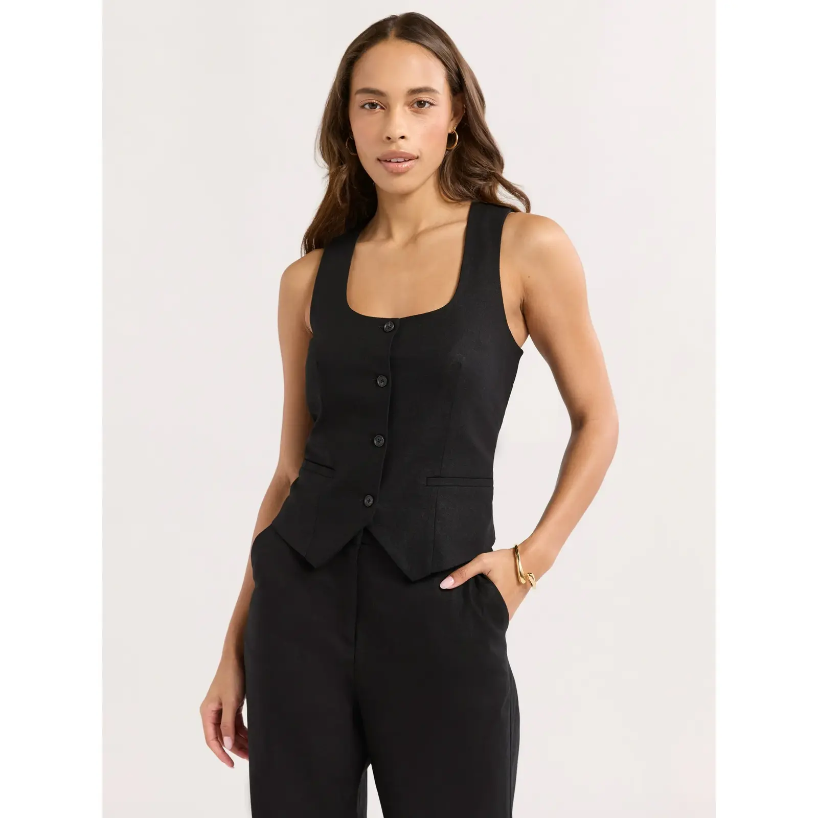 Sofia Jeans Linen Blend Fitted Vest