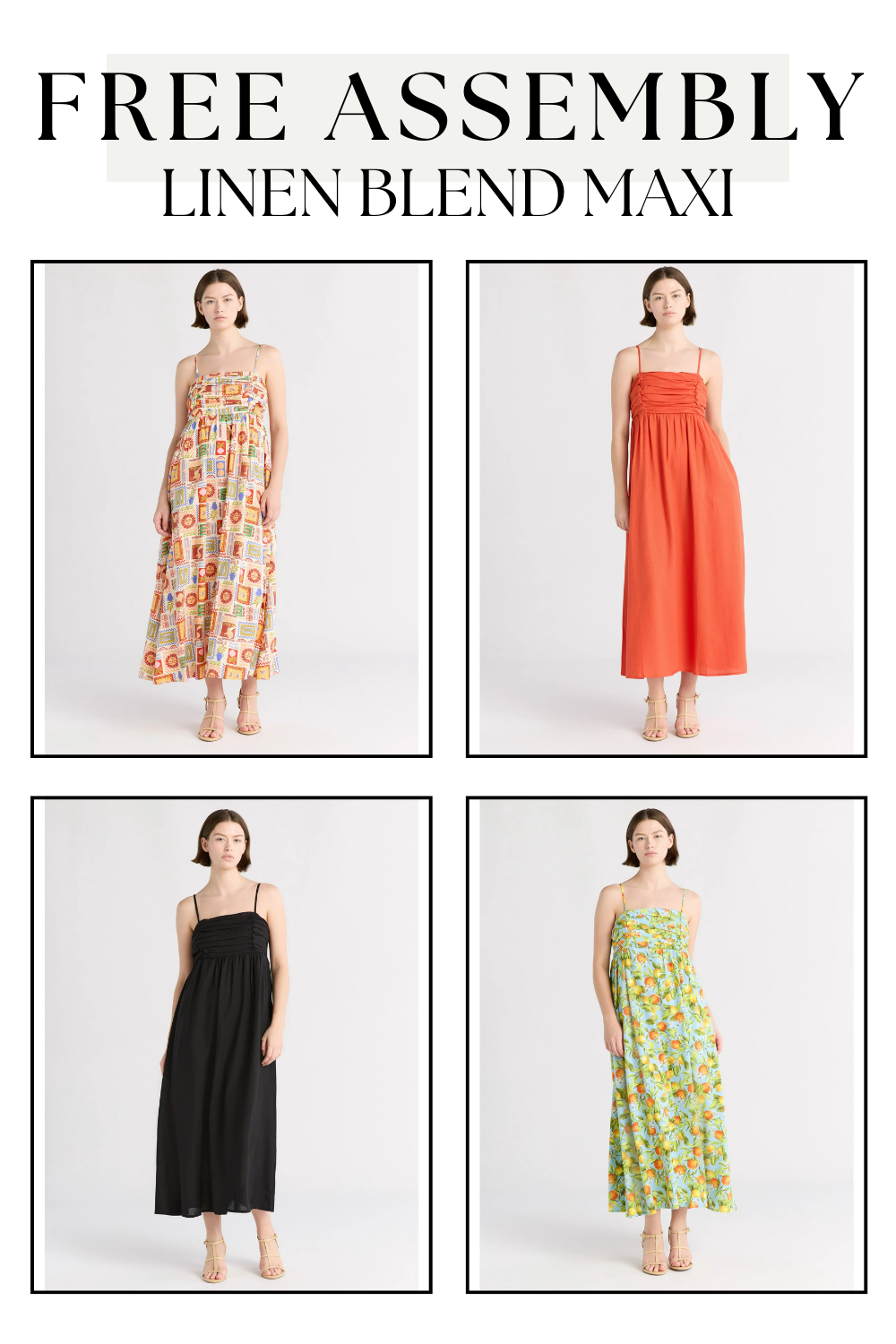 Free Assembly Pleated Linen Blend Maxi Dress