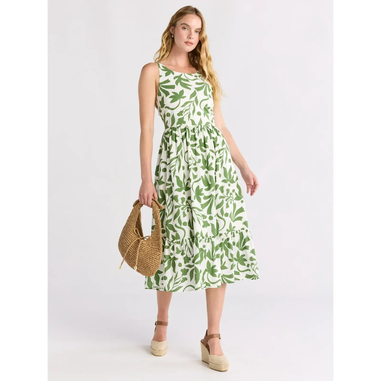 Time and Tru Tie Back Midi Dress