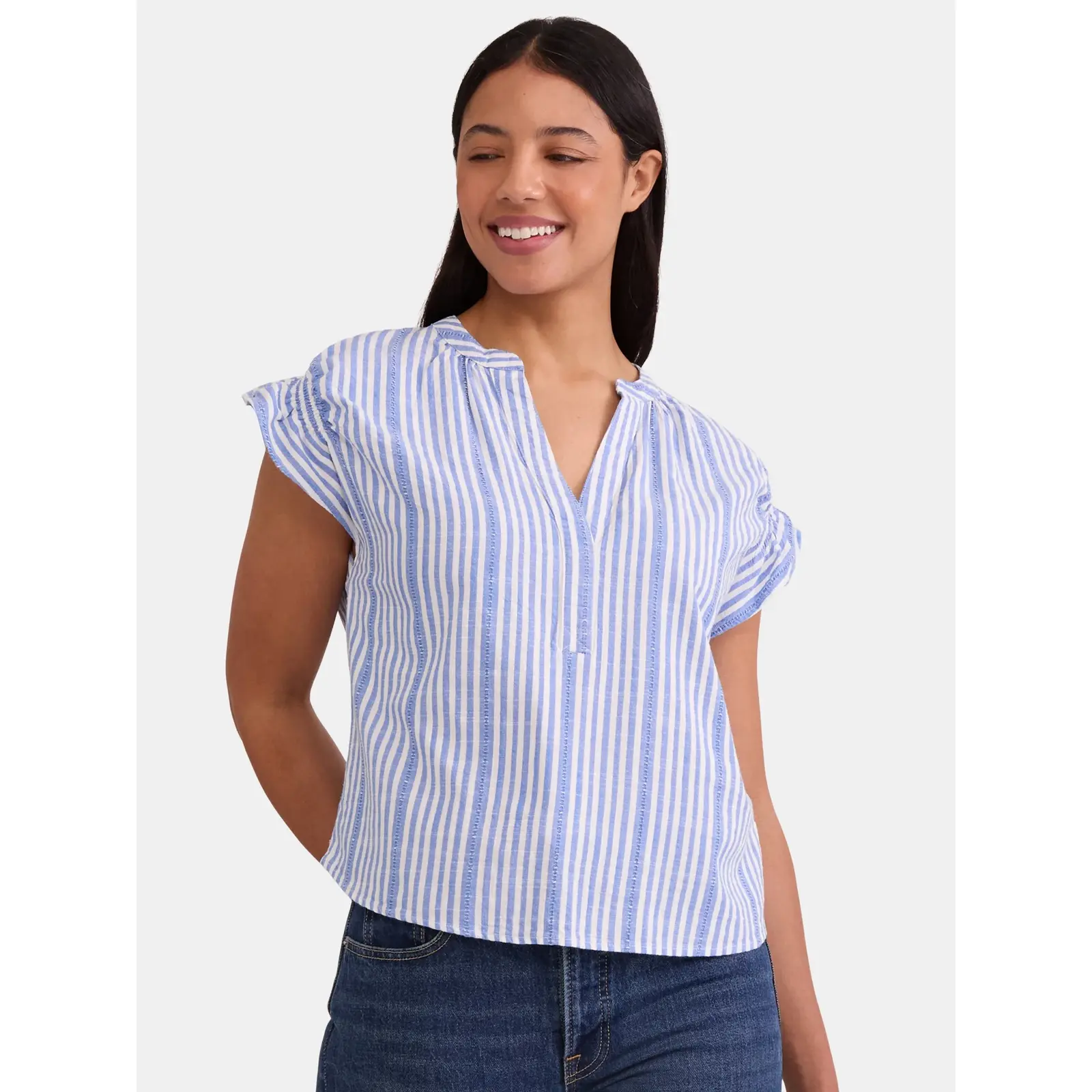 Time & Tru Ruffle Collar Tank