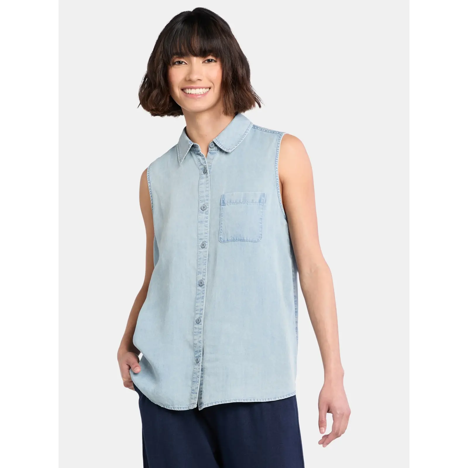 Time and Tru Sleeveless Button Down Shirt