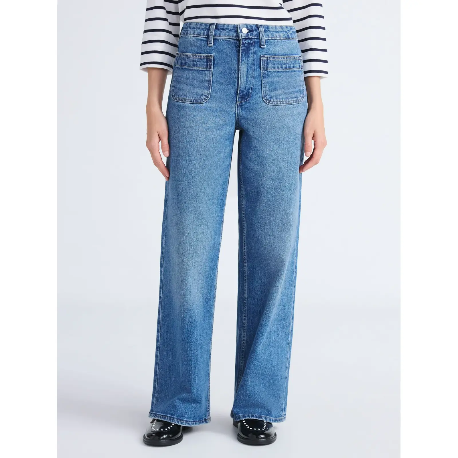 Free Assembly Wide Leg Jeans with Patch Pockets - Tinted Country