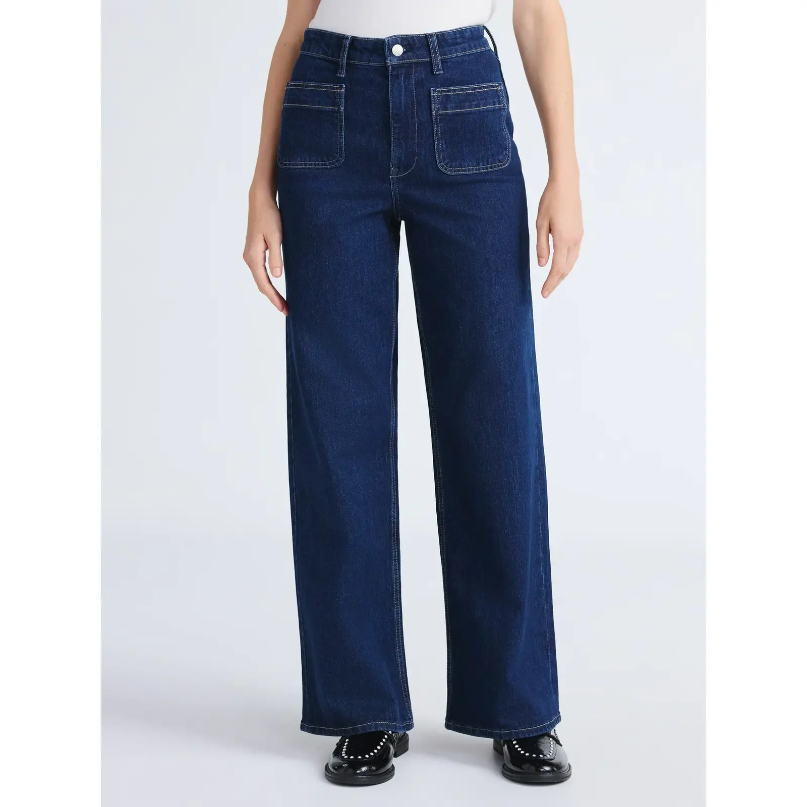 Free Assembly Wide Leg Jeans with Patch Pockets - Obsidian Wash