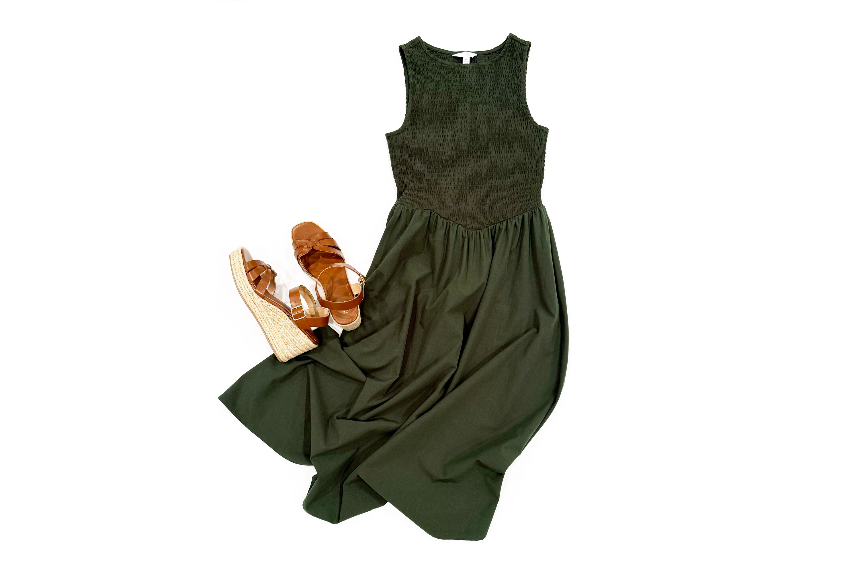 Time And Tru Smocked Woven Midi Dress