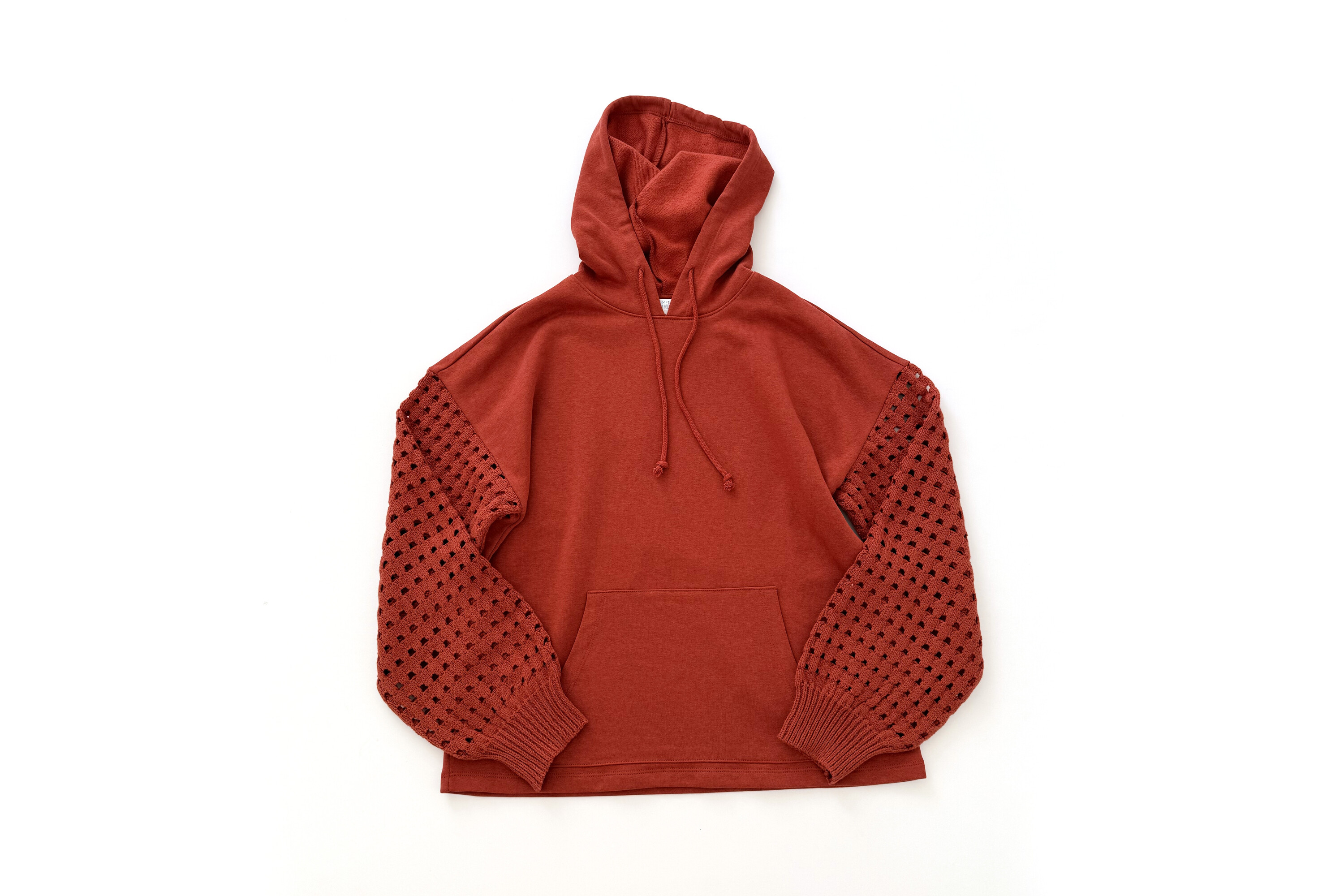 Time and Tru Fleece Hoodie with Crochet Sleeves