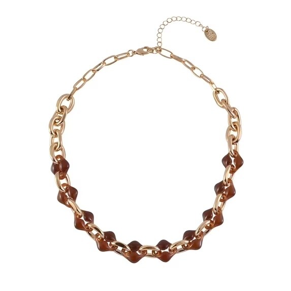Time and Tru Metal and Tort Resin Goldtone Necklace