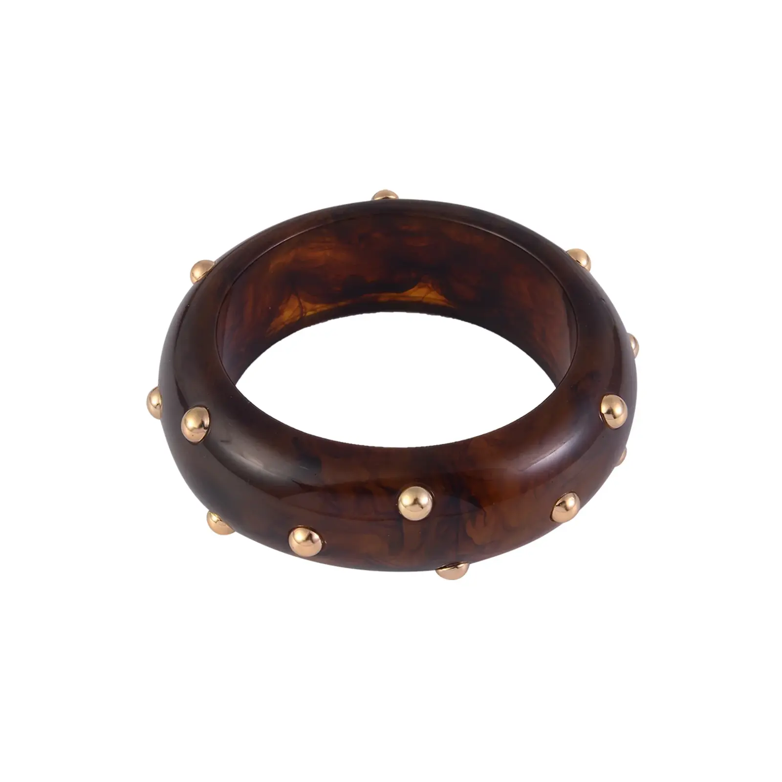 Time and Tru Tort Acrylic Goldtone Beads Bangle Bracelet