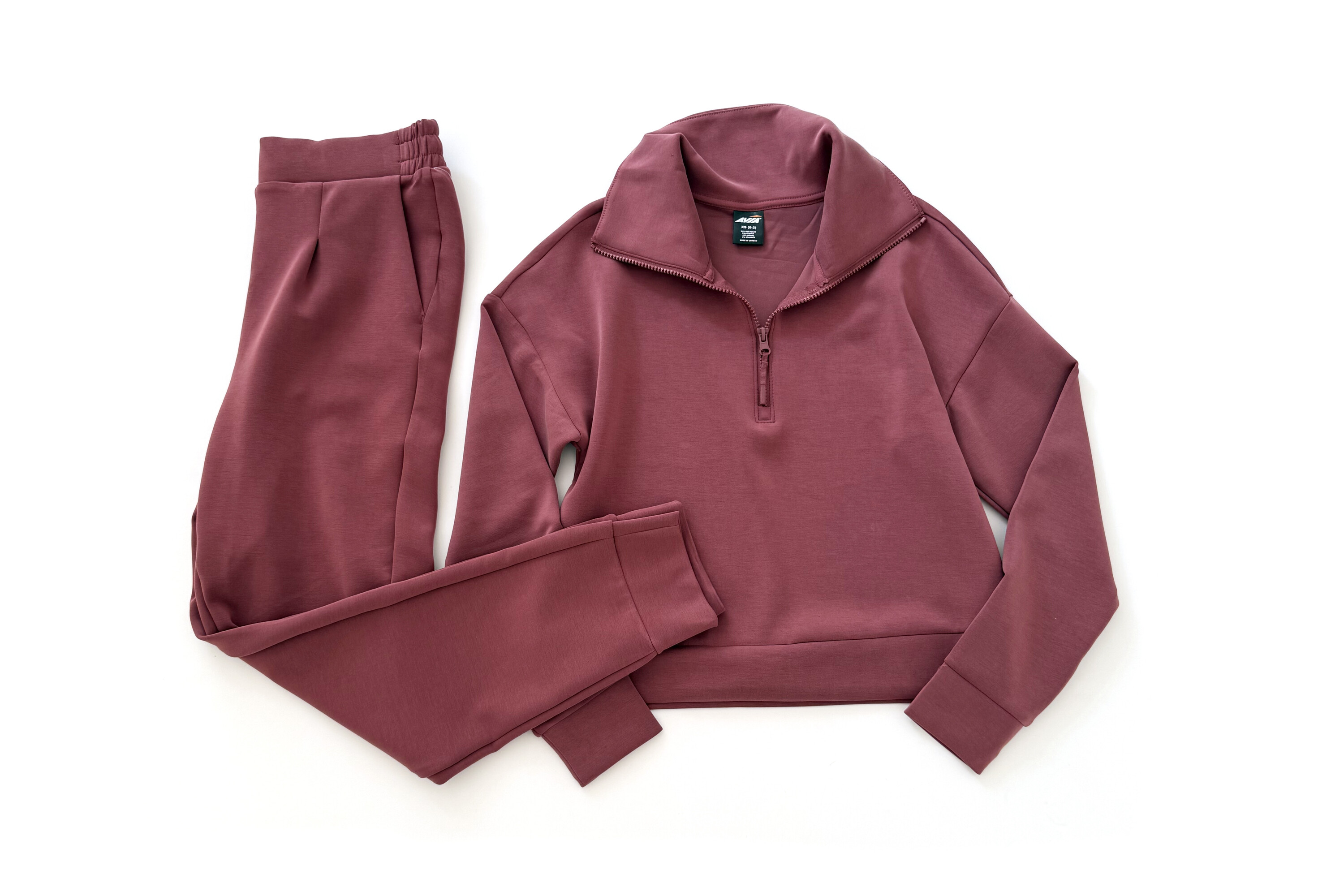 Avia Scuba Knit Quarter Zip Pullover and Pleated Joggers Walmart