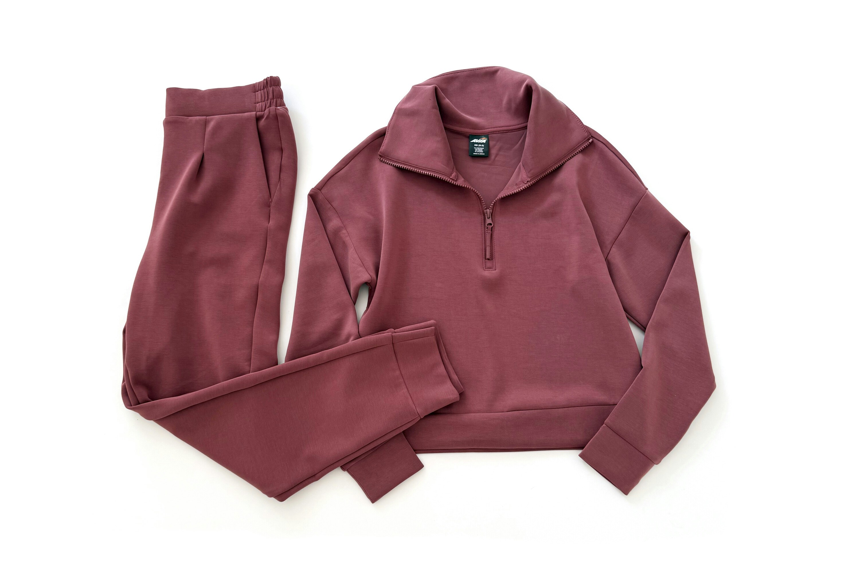 Avia Scuba Knit Quarter Zip Pullover and Pleated Joggers Walmart