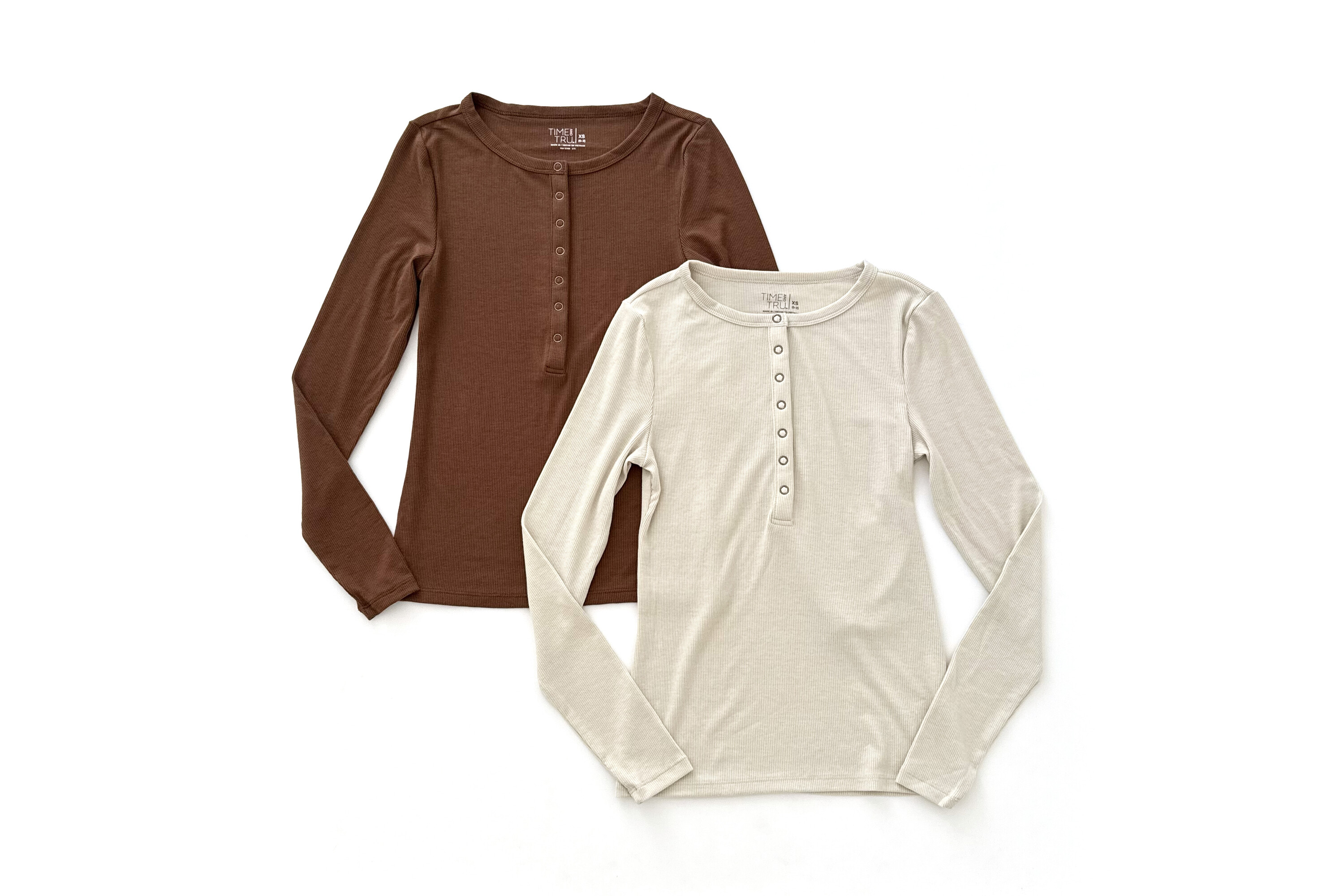 Time and Tru Ribbed Henley Shirt