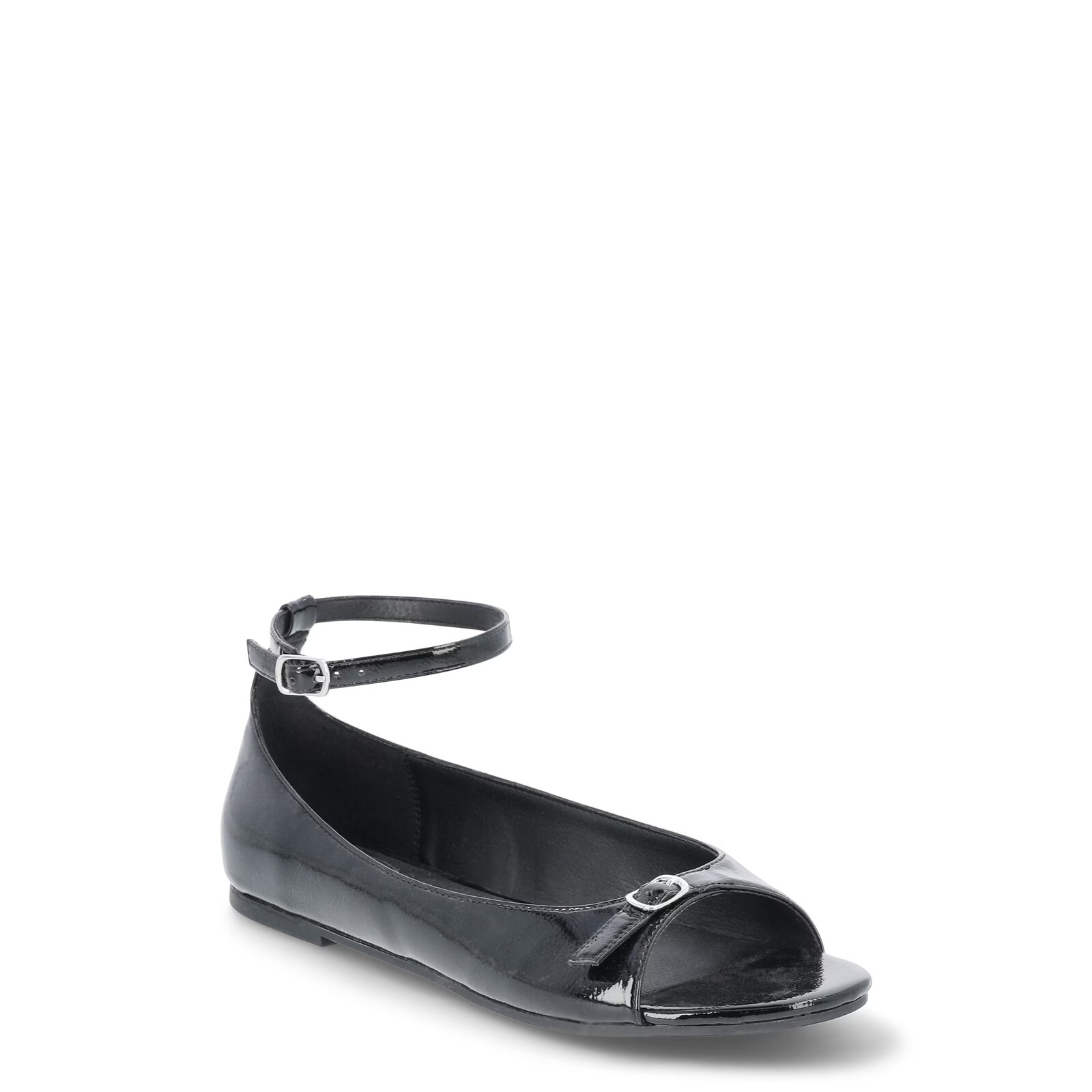 Scoop Open Toed Flats with Adjustable Ankle Strap