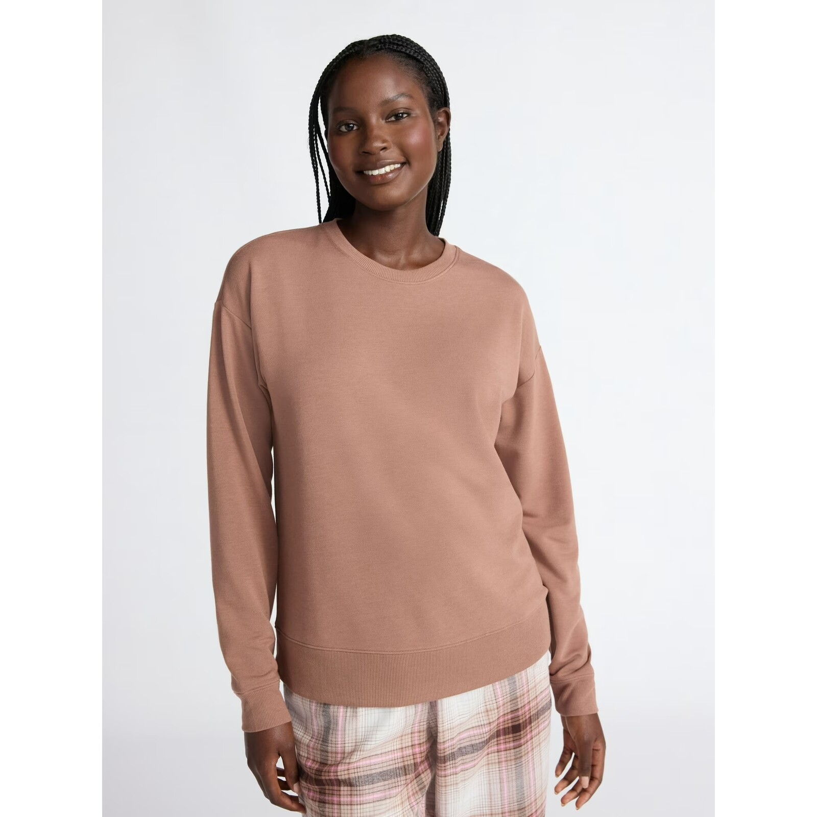 Joyspun Fleece Drop Shoulder Sleep Top with Long Sleeves
