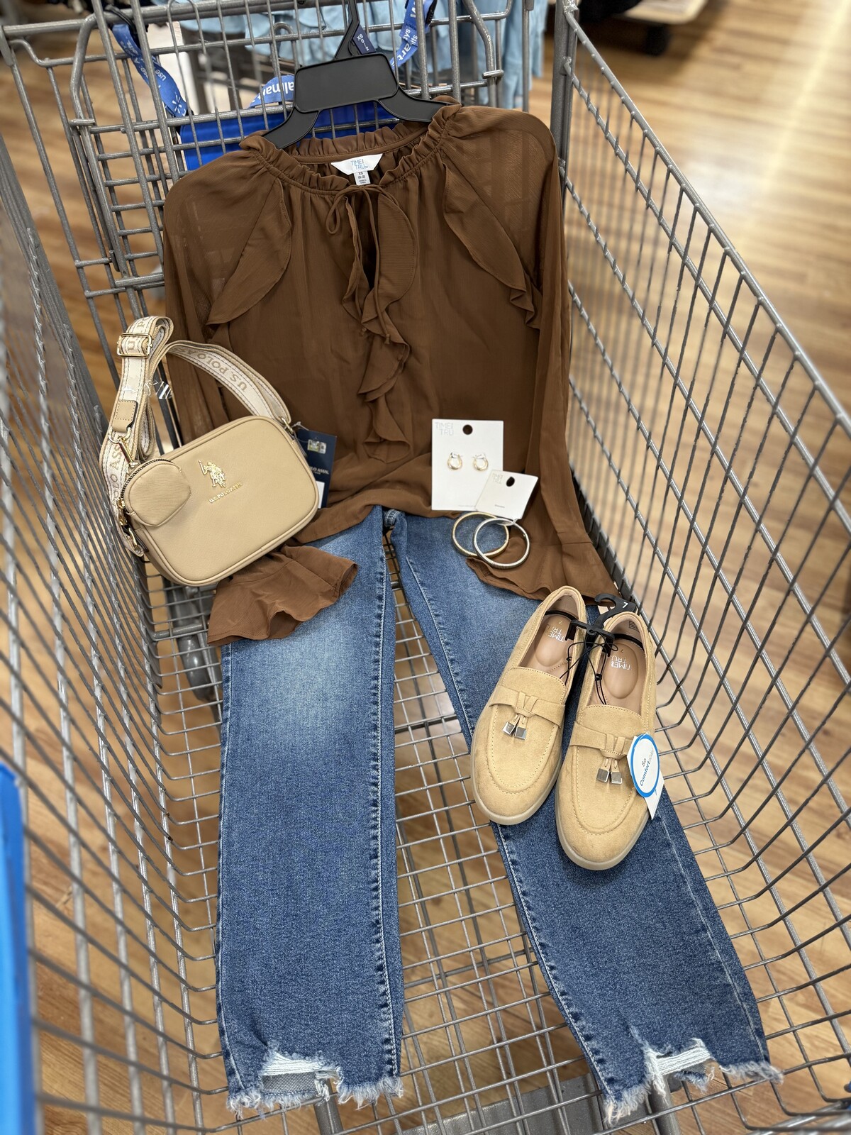 Time & Tru Ruffle Blouse Outfit Idea