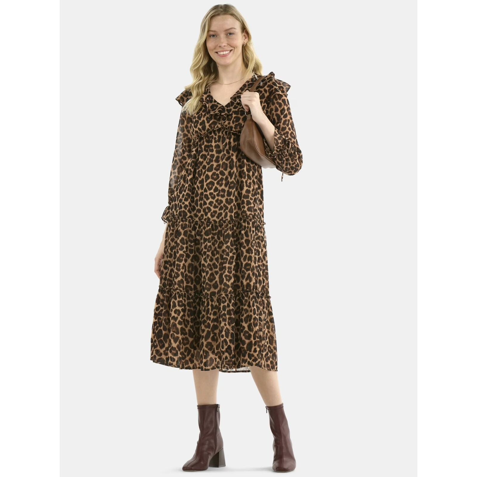 Time and Tru Ruffle Tiered Midi Dress