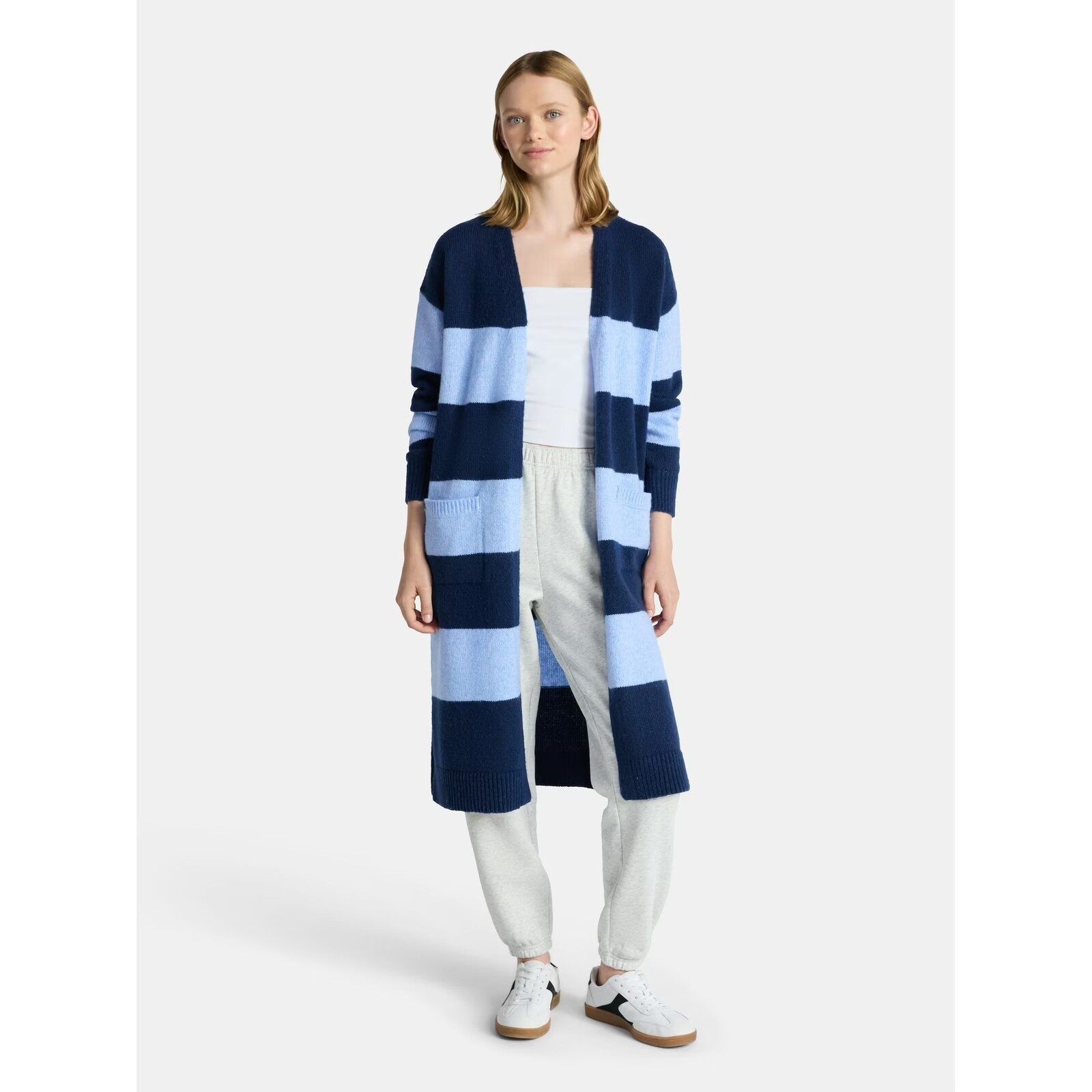 No Boundaries Striped Open Front Duster Cardigan
