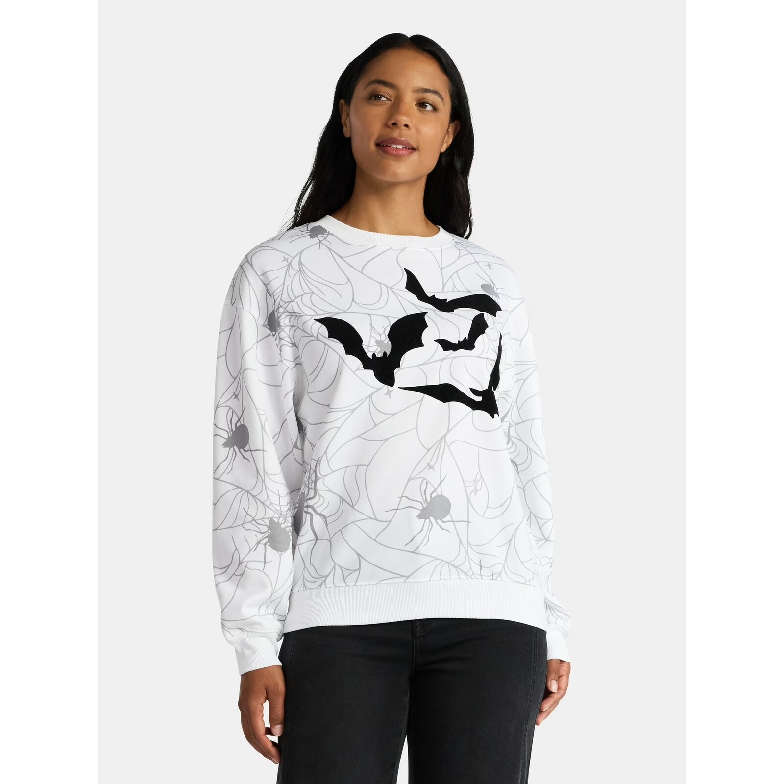 Halloween Spiders and Bats Print Sweatshirt