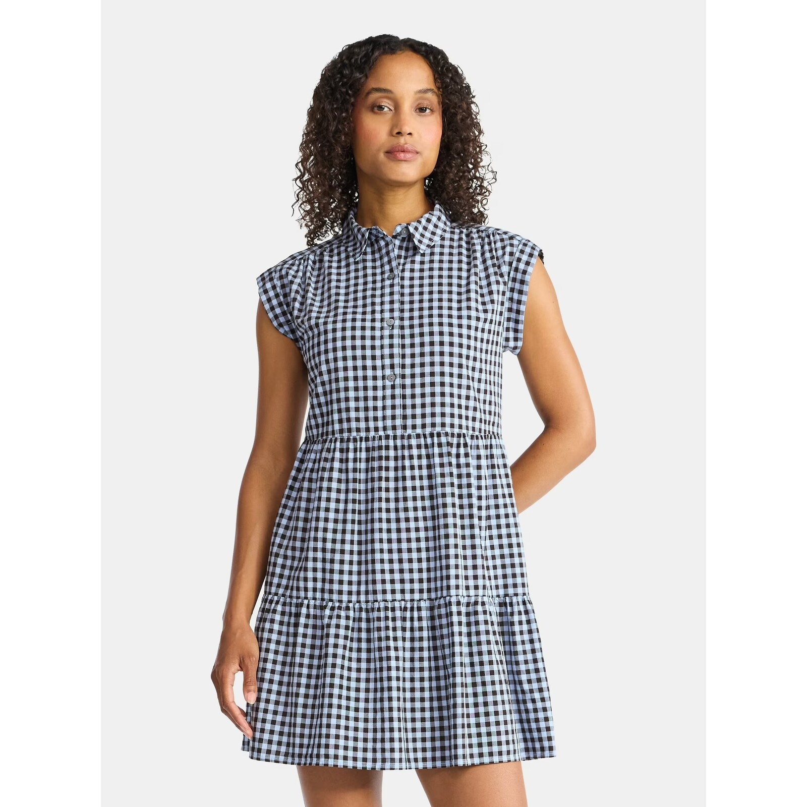 Time and Tru Tiered Mini Shirtdress