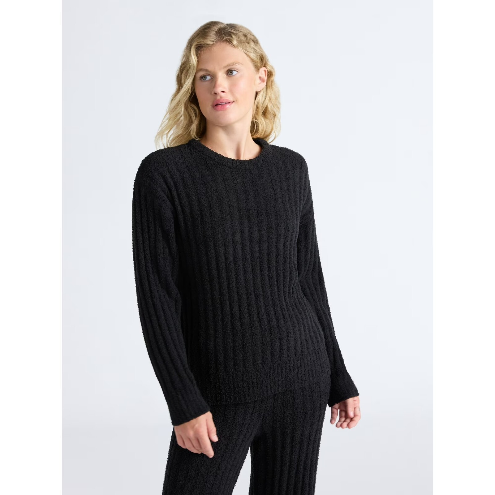 Joyspun Sleepwear Ribbed Crewneck Top with Long Sleeves