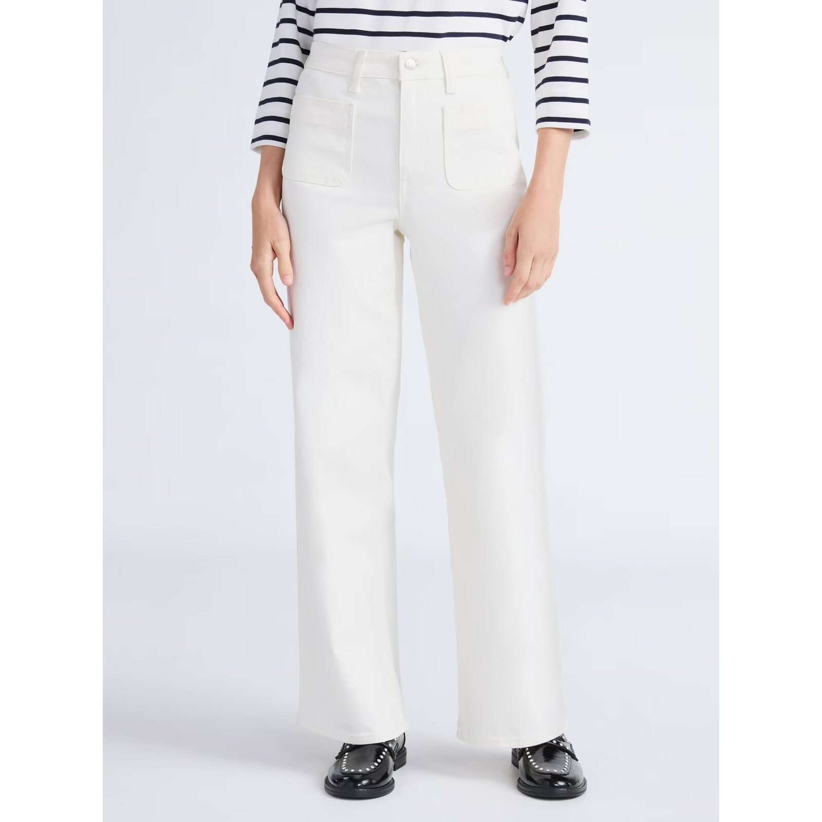 Free Assembly Wide Leg Patch Pocket Jeans - Vanilla Cream