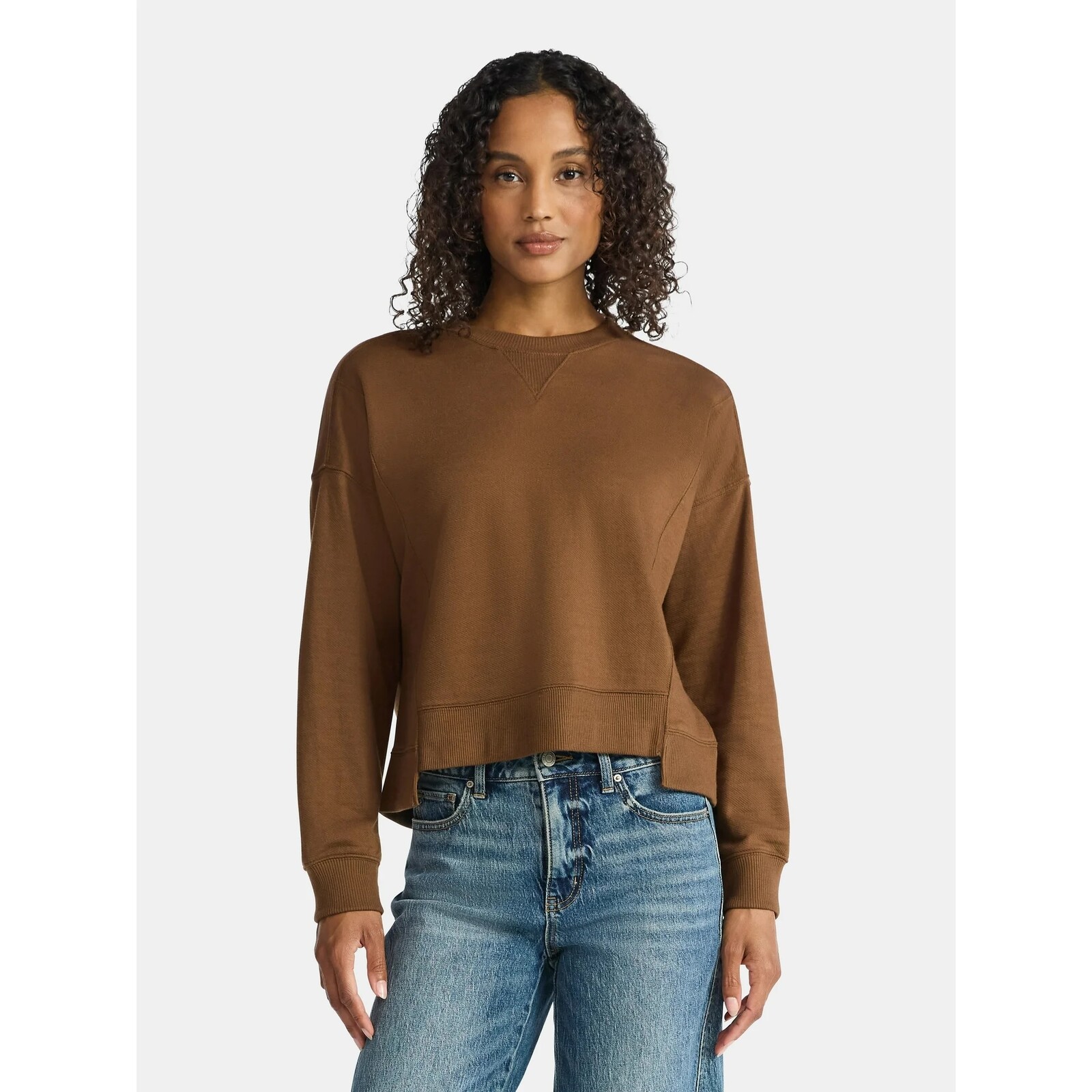 Time and Tru Ribbed Panel Sweatshirt 