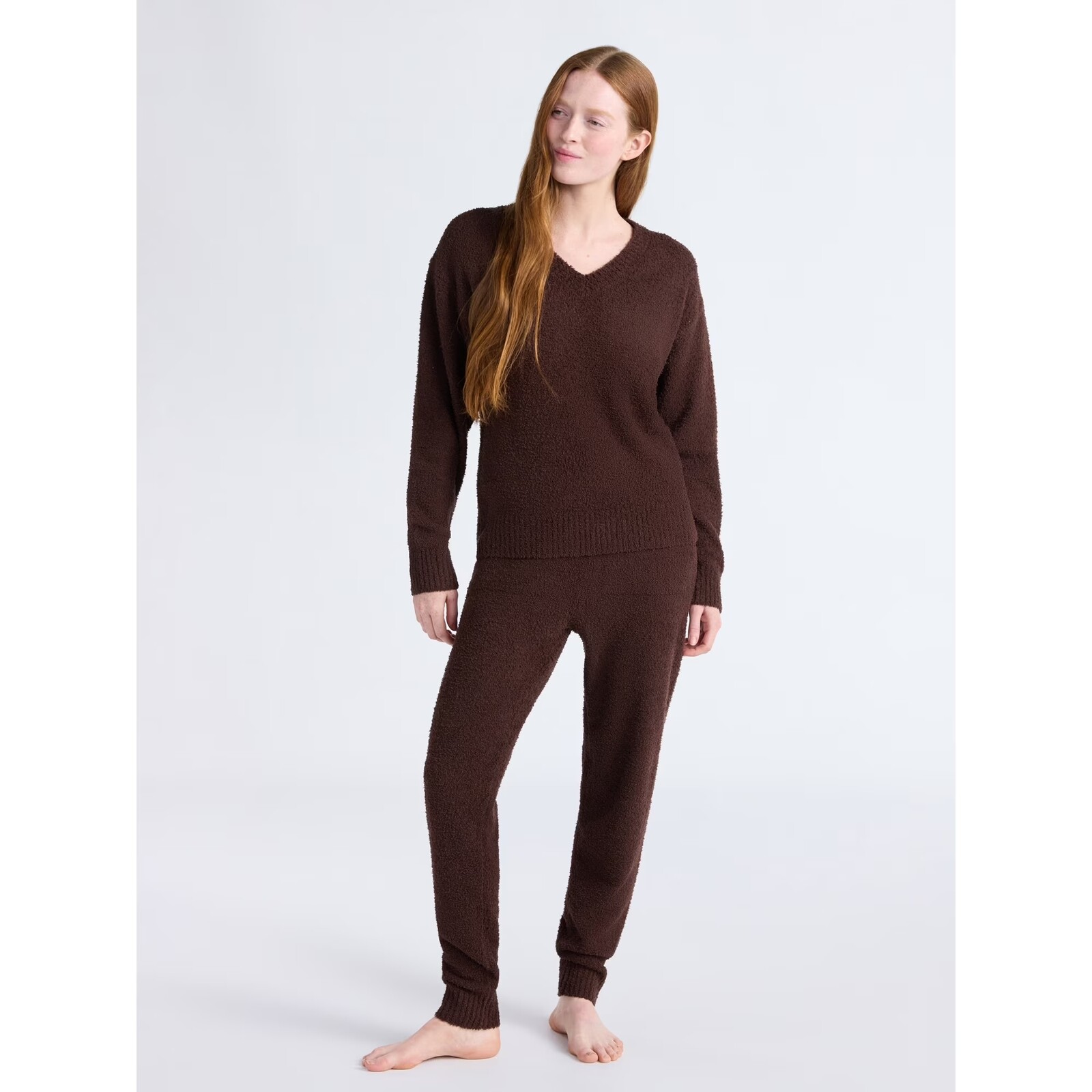 Joyspun Cozy Knit V-Neck Top and Joggers Set