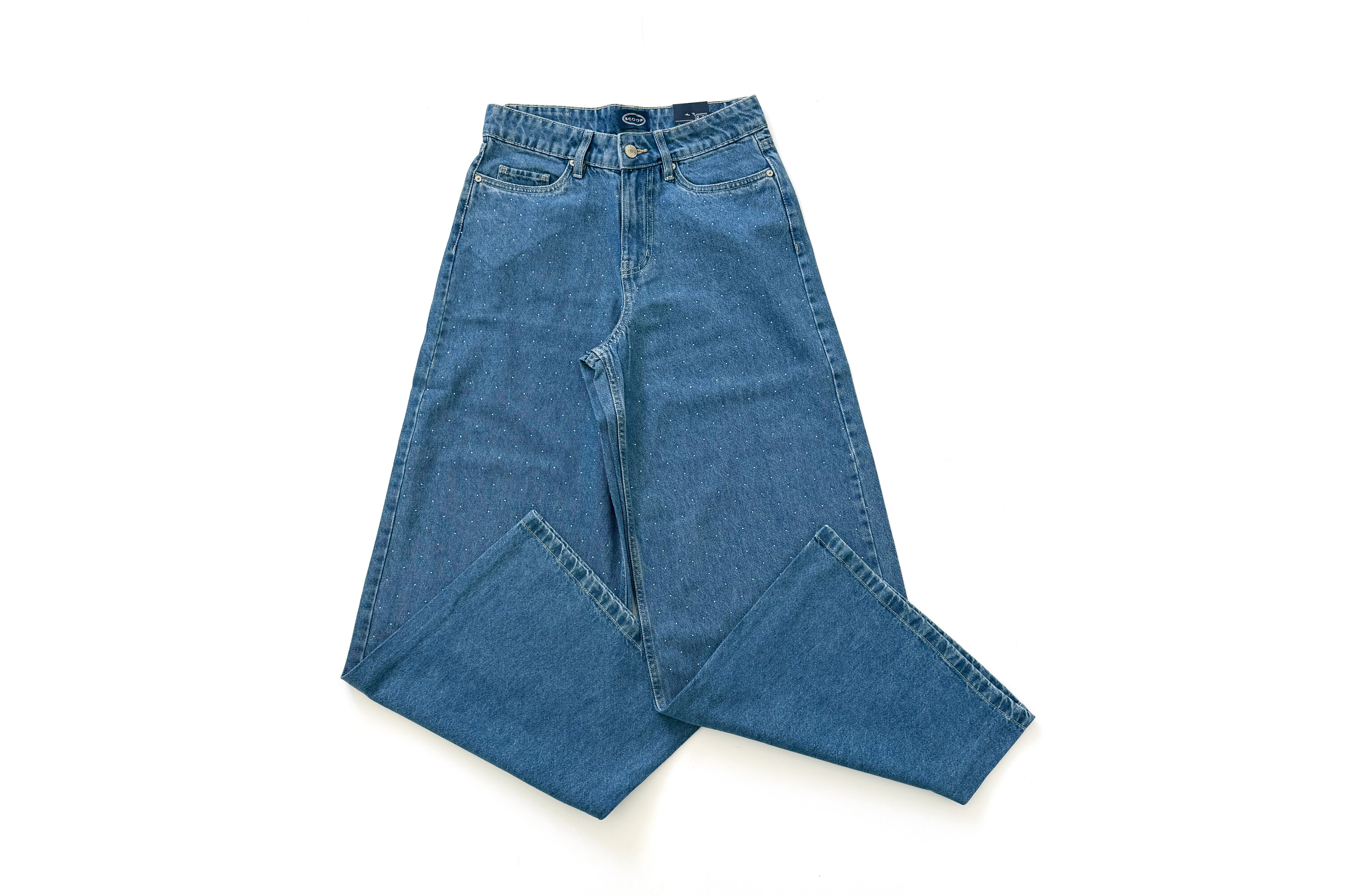 Scoop Rhinestone Embellished Wide Leg Jeans