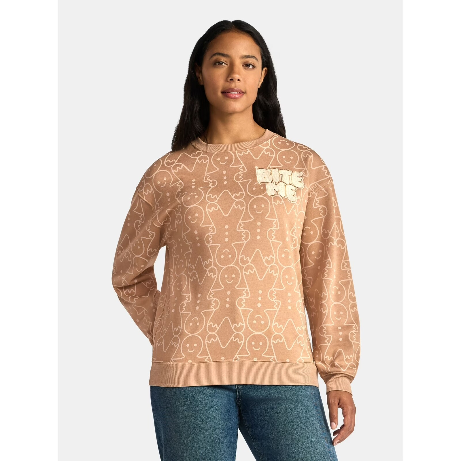 Gingerbread Man Graphic Print Sweatshirt 