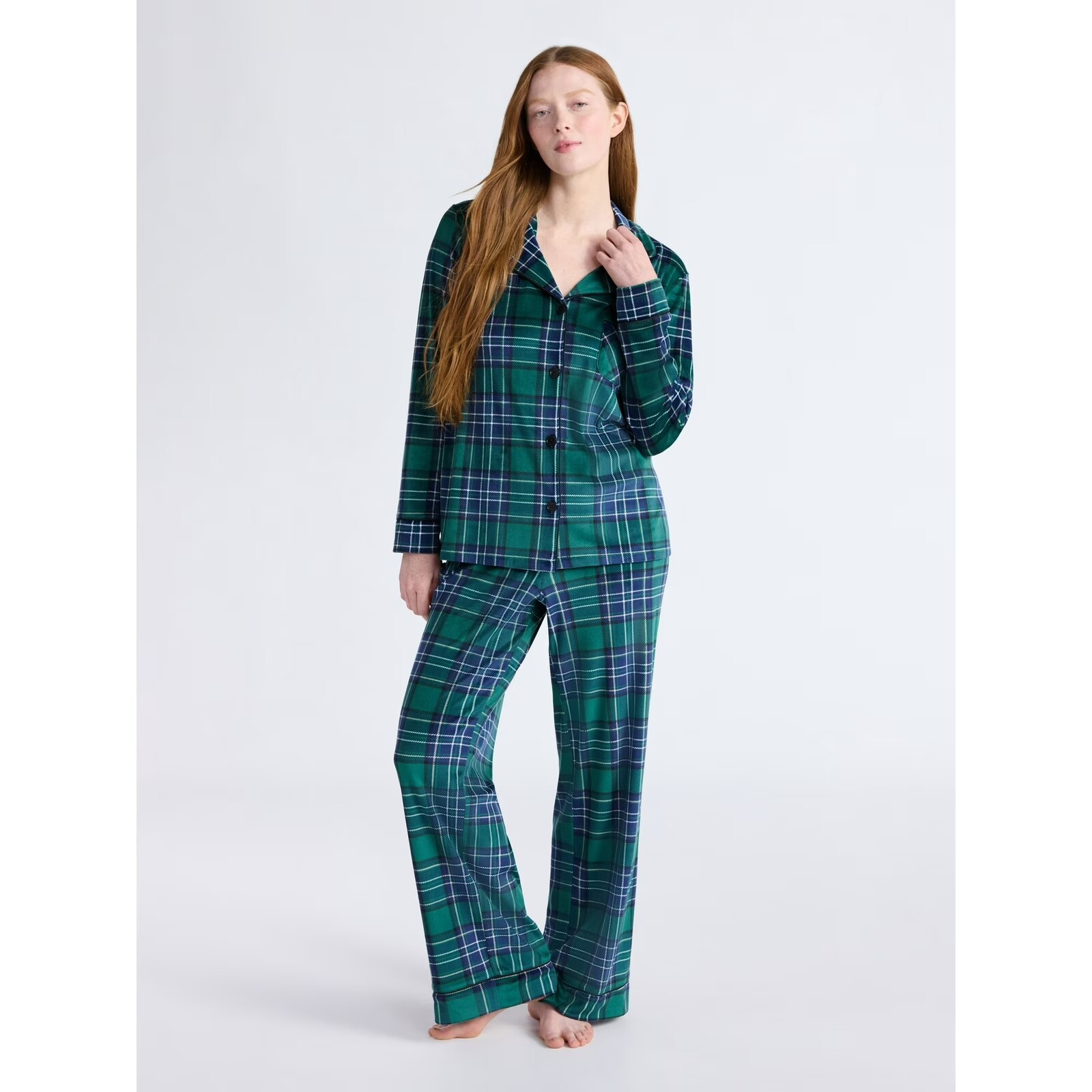Joyspun Velour Notch Collar Top and Pants Pajama Set
